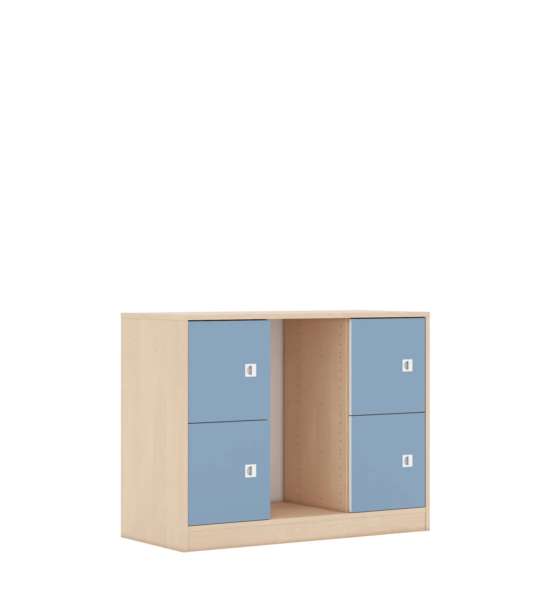 Regał na pojemniki BLOX 110 2PG 4F1 1049x466x813 – brzoza / pastelowy niebieski
