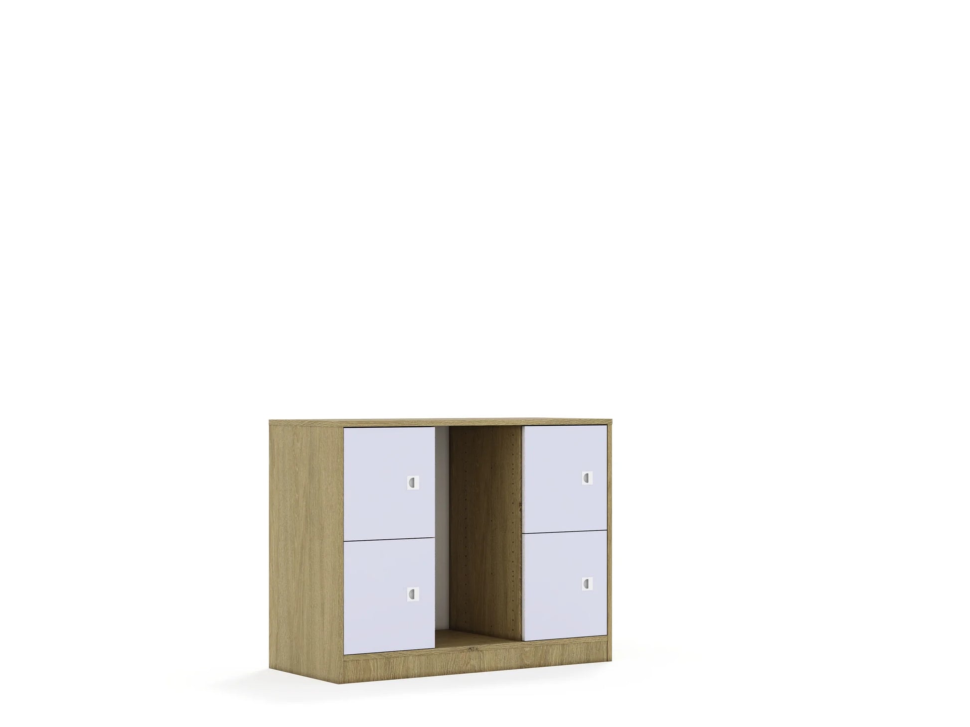 Regał na pojemniki BLOX 110 2PG 4F1 1049x466x813 – dąb / pastelowy fioletowy