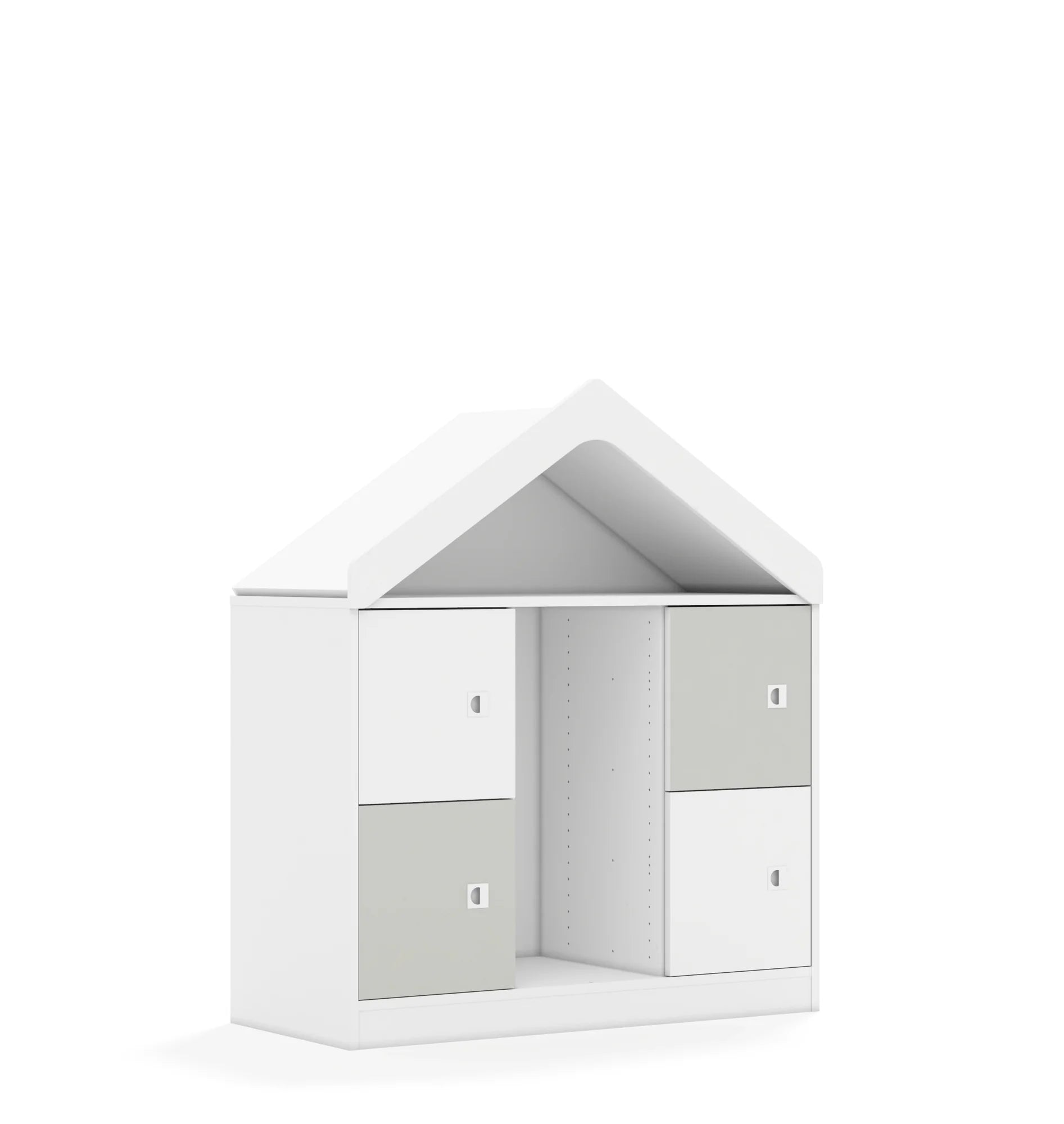 Regał na pojemniki BLOX 110 2PG 4F1 z daszkiem 1049x466x1223 – biały / biały/jasny szary