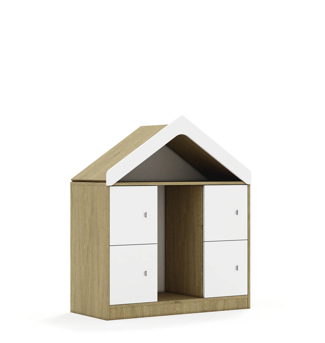 Regał na pojemniki BLOX 110 2PG 4F1 z daszkiem 1049x466x1223 – dąb / biały