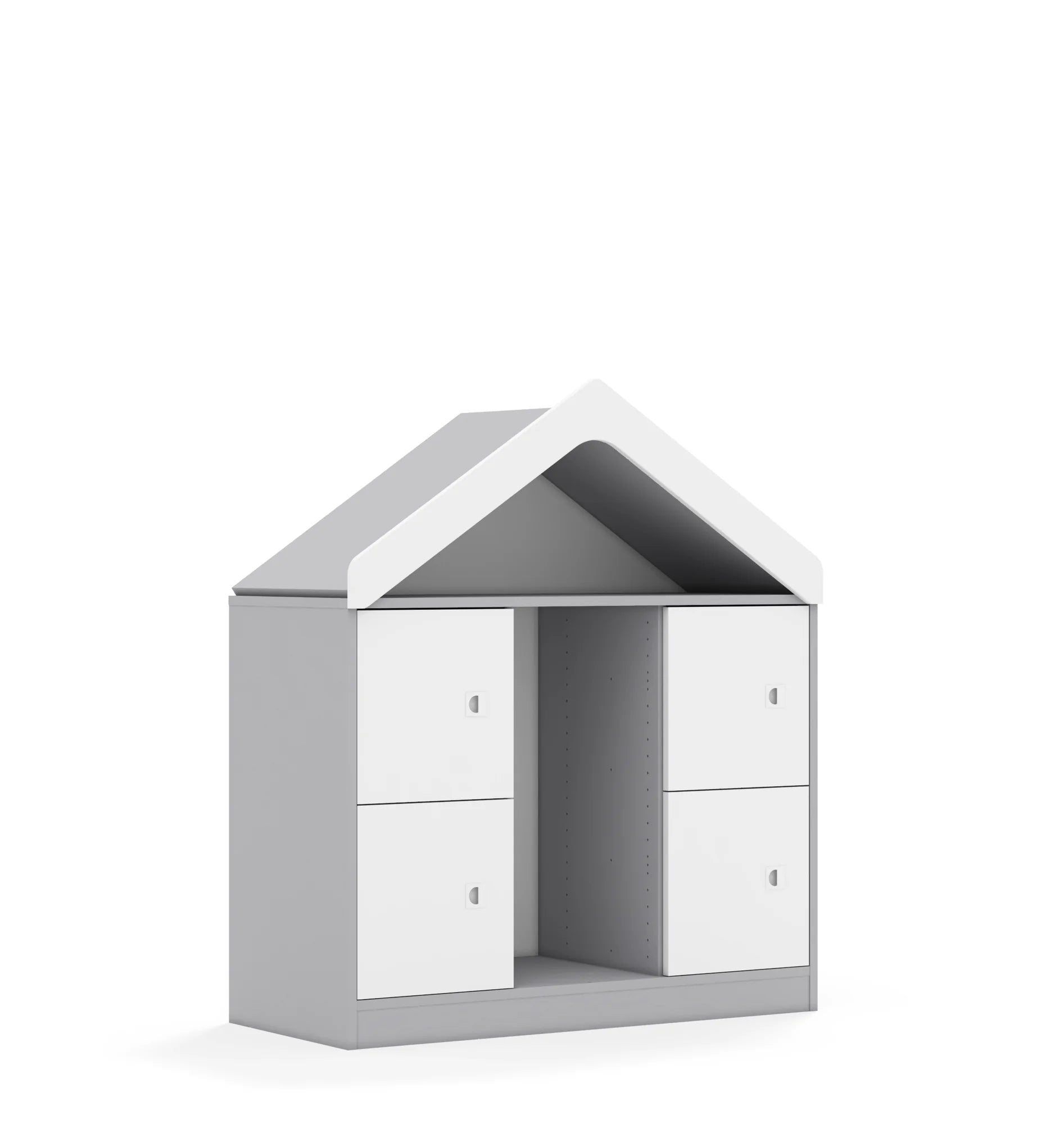 Regał na pojemniki BLOX 110 2PG 4F1 z daszkiem 1049x466x1223 – szary / biały