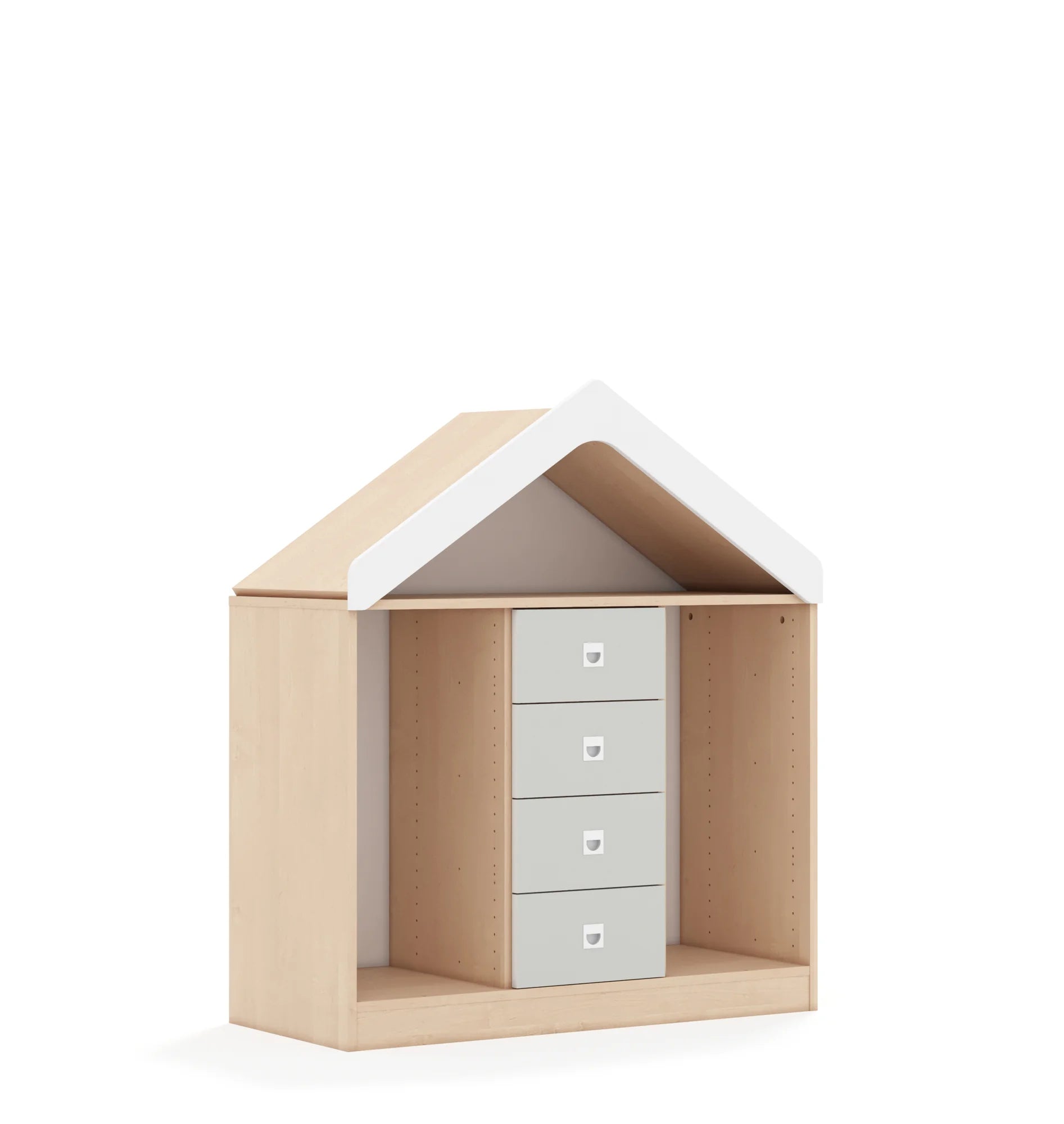 Regał na pojemniki BLOX 110 2PG 4SS z daszkiem 1049x466x1223 – brzoza / jasny szary