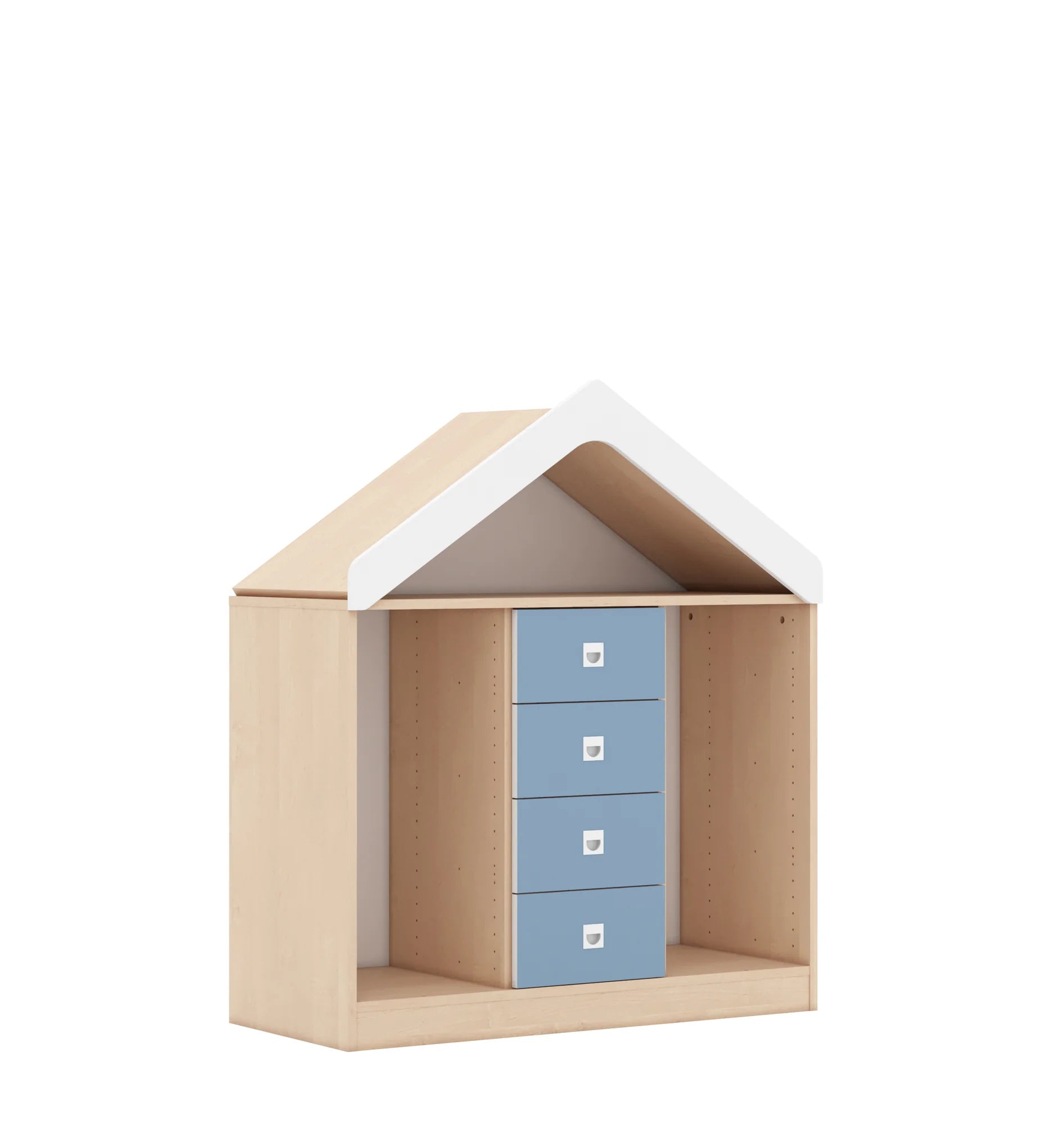 Regał na pojemniki BLOX 110 2PG 4SS z daszkiem 1049x466x1223 – brzoza / pastelowy niebieski