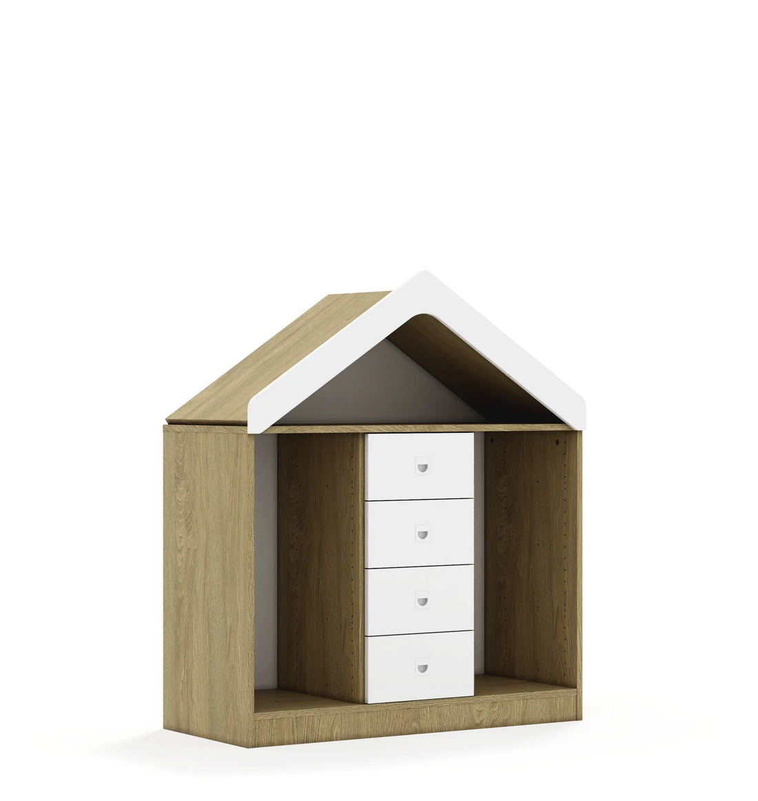 Regał na pojemniki BLOX 110 2PG 4SS z daszkiem 1049x466x1223 – dąb / biały
