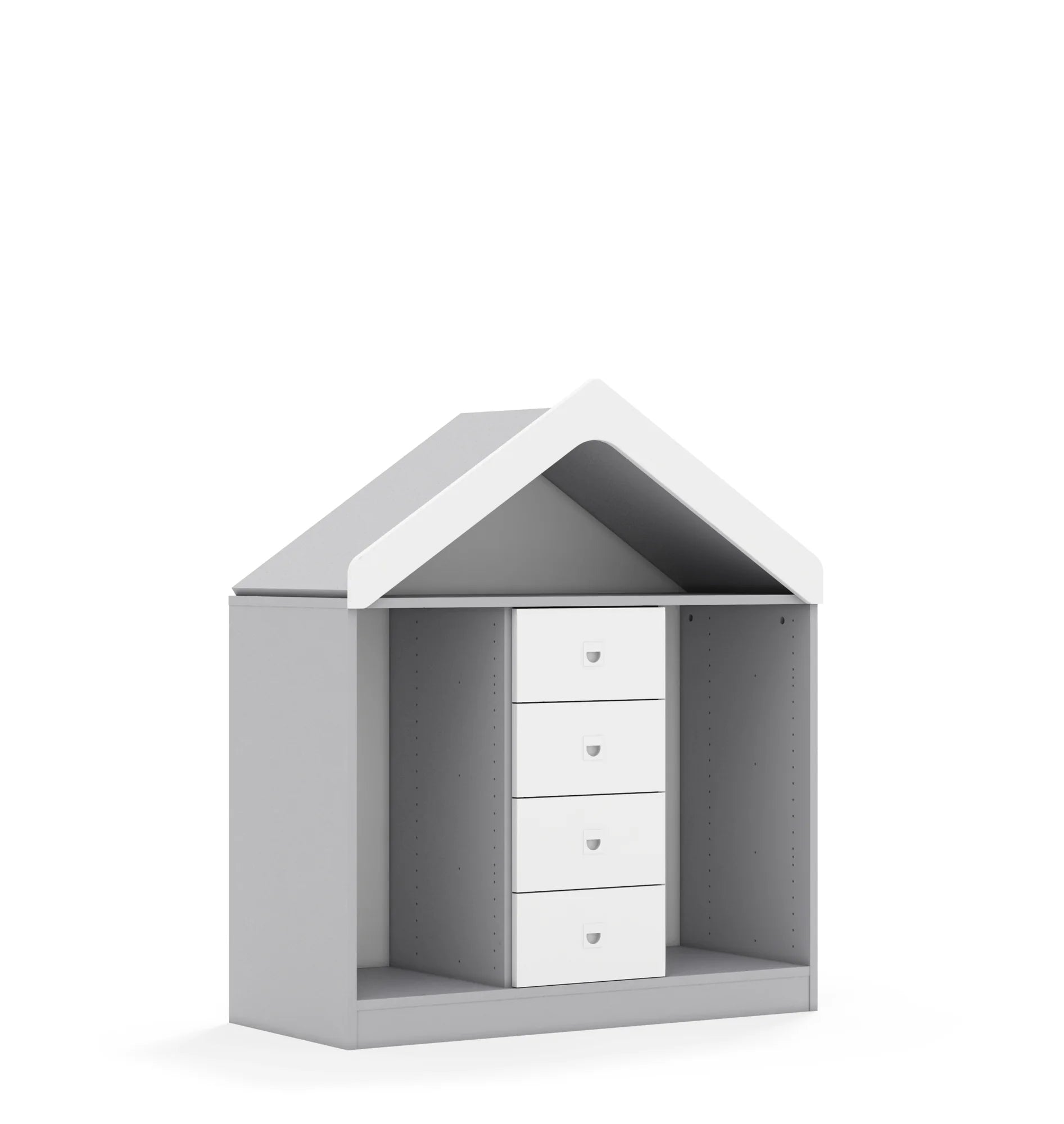 Regał na pojemniki BLOX 110 2PG 4SS z daszkiem 1049x466x1223 – szary / biały