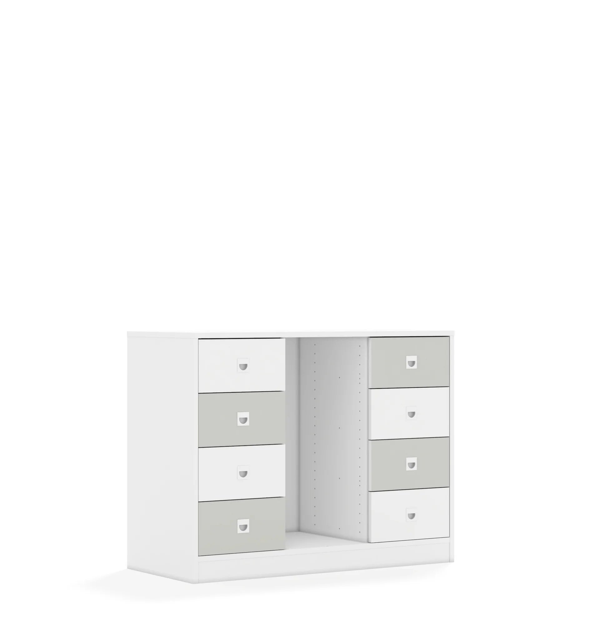 Regał na pojemniki BLOX 110 2PG 8SB 1049x466x813 – biały / biały/jasny szary