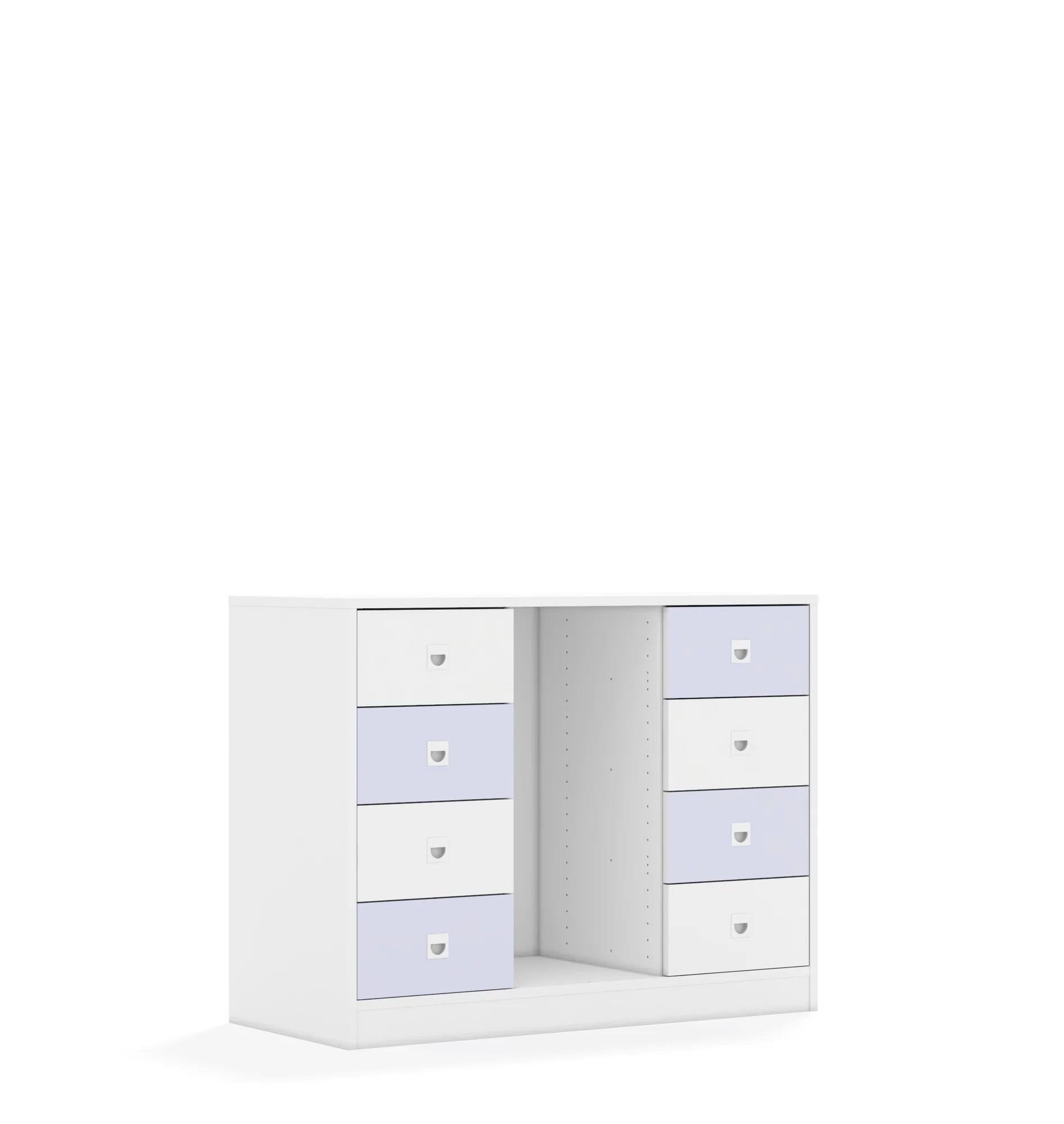 Regał na pojemniki BLOX 110 2PG 8SB 1049x466x813 – biały / biały/pastelowy fioletowy