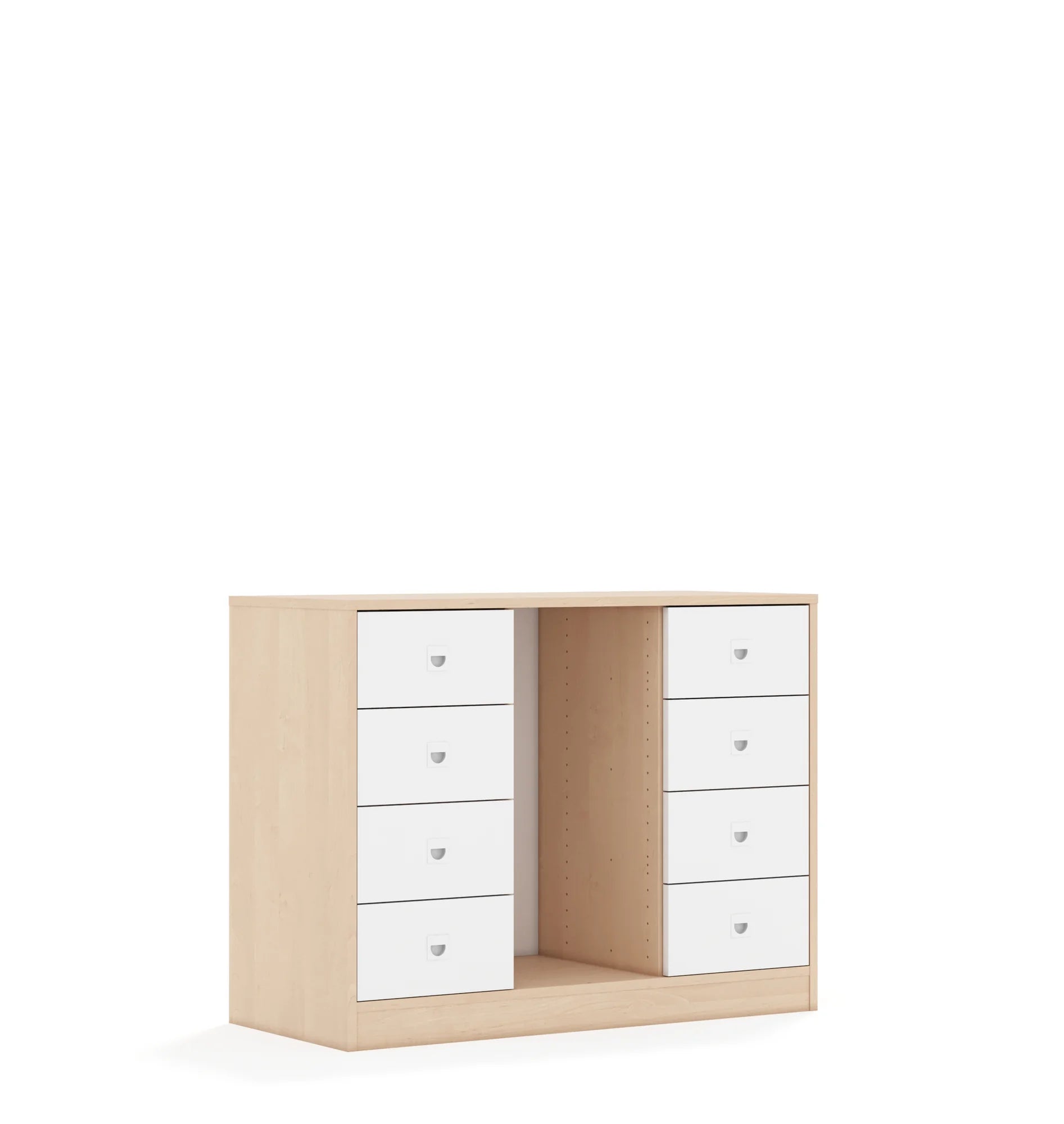 Regał na pojemniki BLOX 110 2PG 8SB 1049x466x813 – brzoza / biały