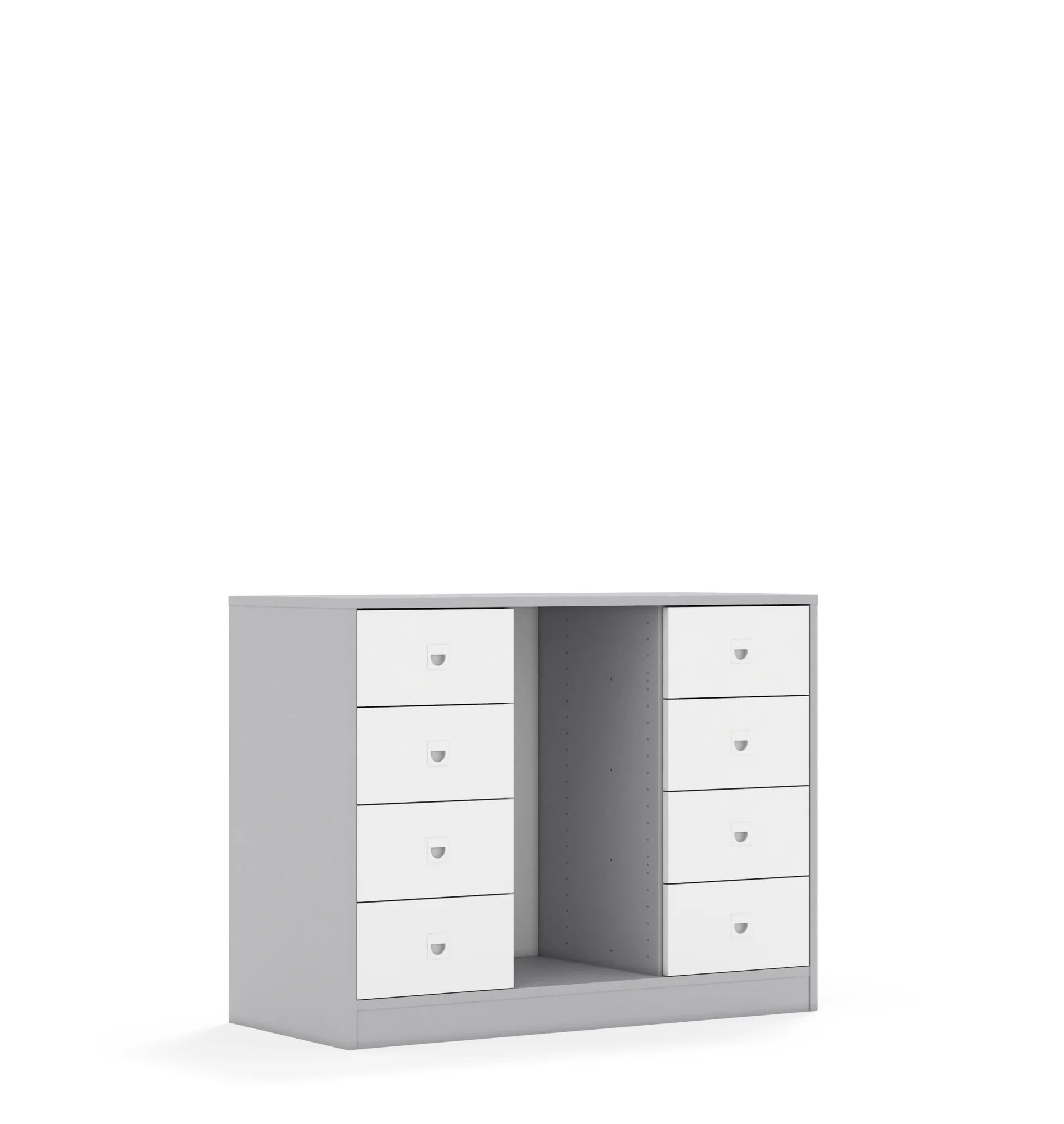 Regał na pojemniki BLOX 110 2PG 8SB 1049x466x813 – szary / biały