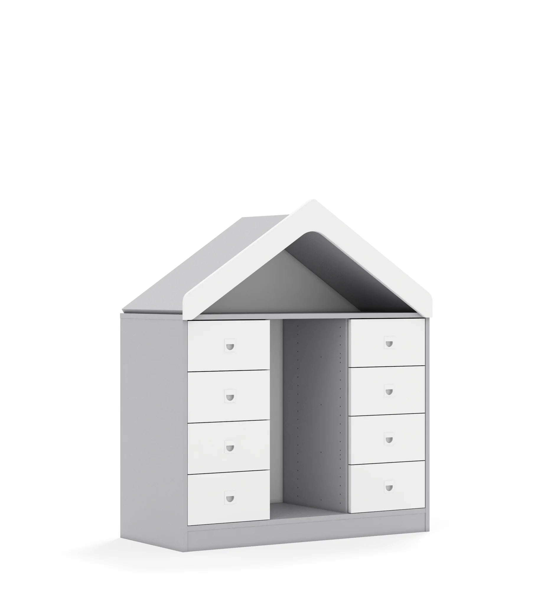 Regał na pojemniki BLOX 110 2PG 8SB z daszkiem 1049x466x1223 – szary / biały