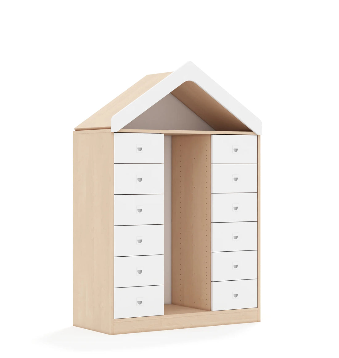 Regał na pojemniki BLOX 110 3PG 12SB z daszkiem 1049x466x1575 – dąb / biały