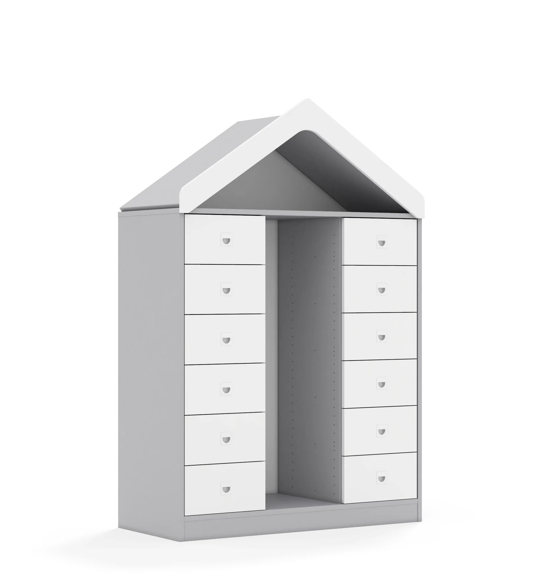 Regał na pojemniki BLOX 110 3PG 12SB z daszkiem 1049x466x1575 – szary / biały