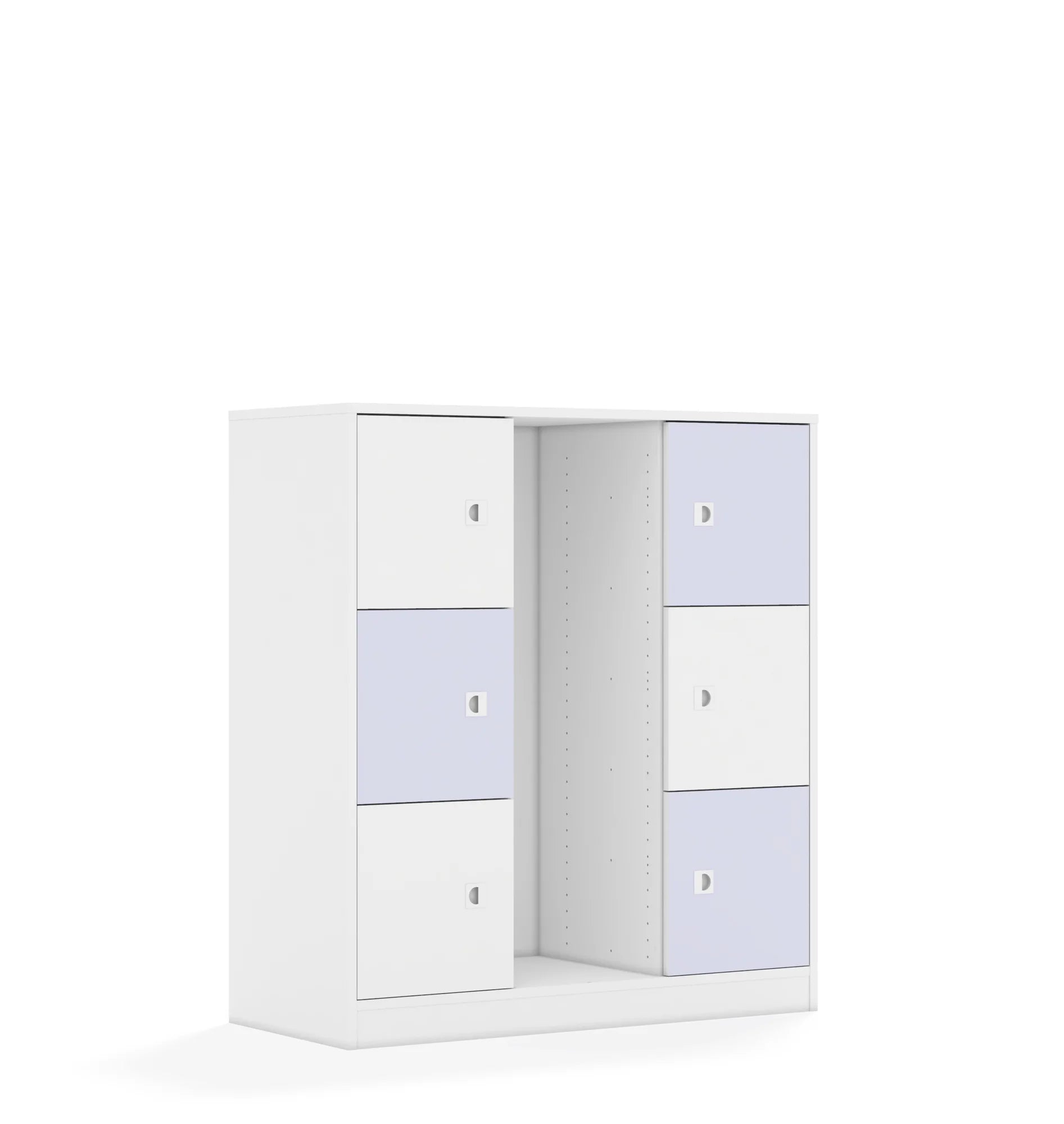 Regał na pojemniki BLOX 110 3PG 6F1 1049x466x1165 – biały / biały/pastelowy fioletowy