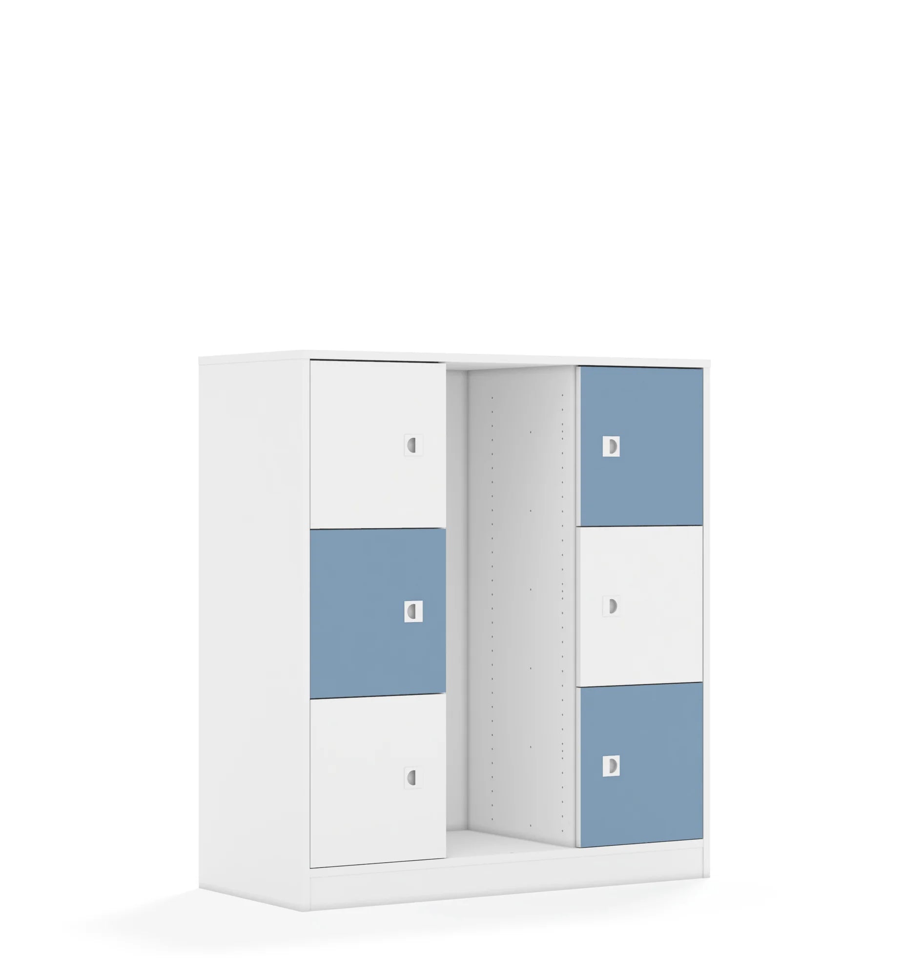 Regał na pojemniki BLOX 110 3PG 6F1 1049x466x1165 – biały / biały/pastelowy niebieski