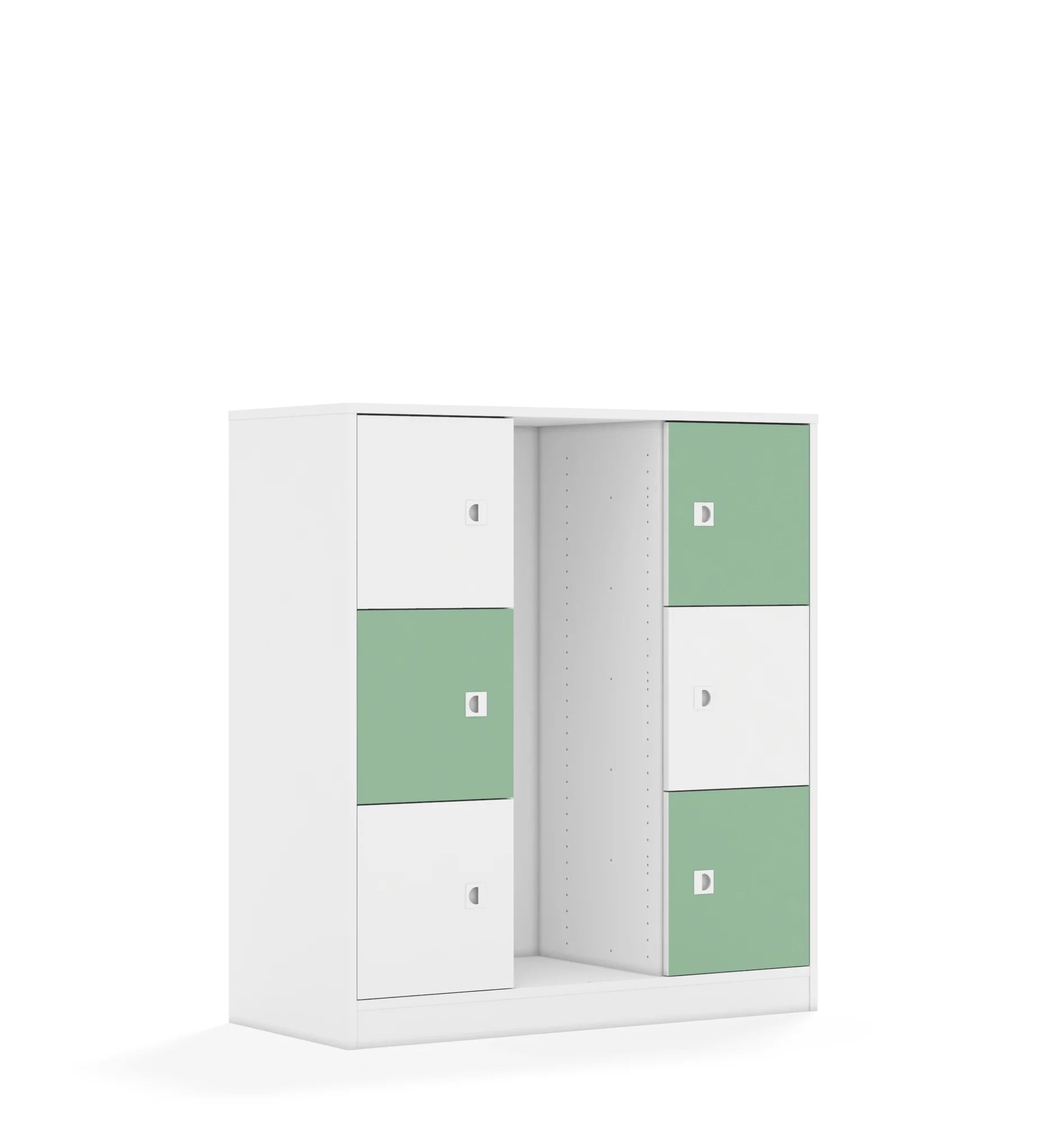 Regał na pojemniki BLOX 110 3PG 6F1 1049x466x1165 – biały / biały/pastelowy zielony