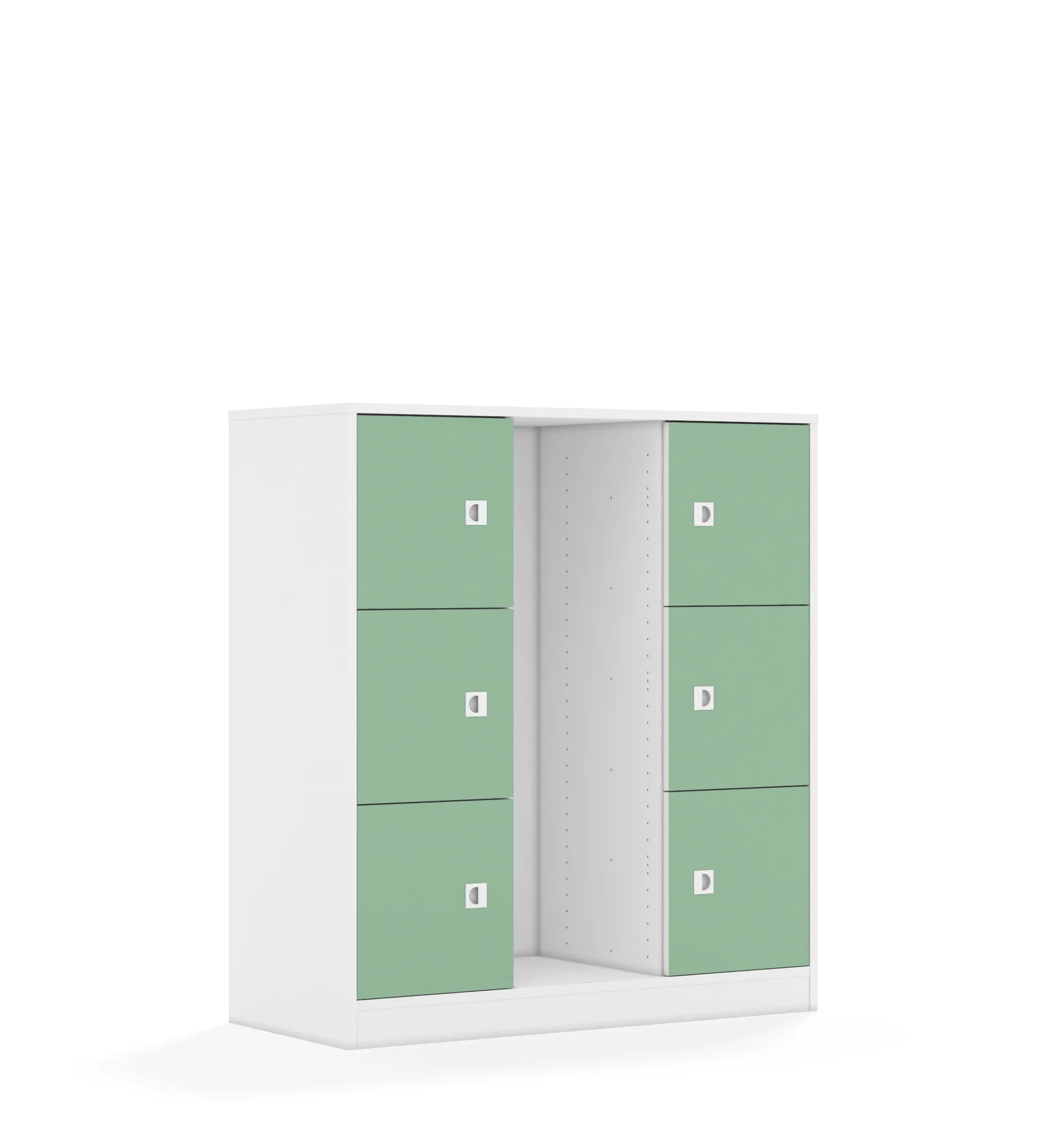 Regał na pojemniki BLOX 110 3PG 6F1 1049x466x1165 – biały / pastelowy zielony
