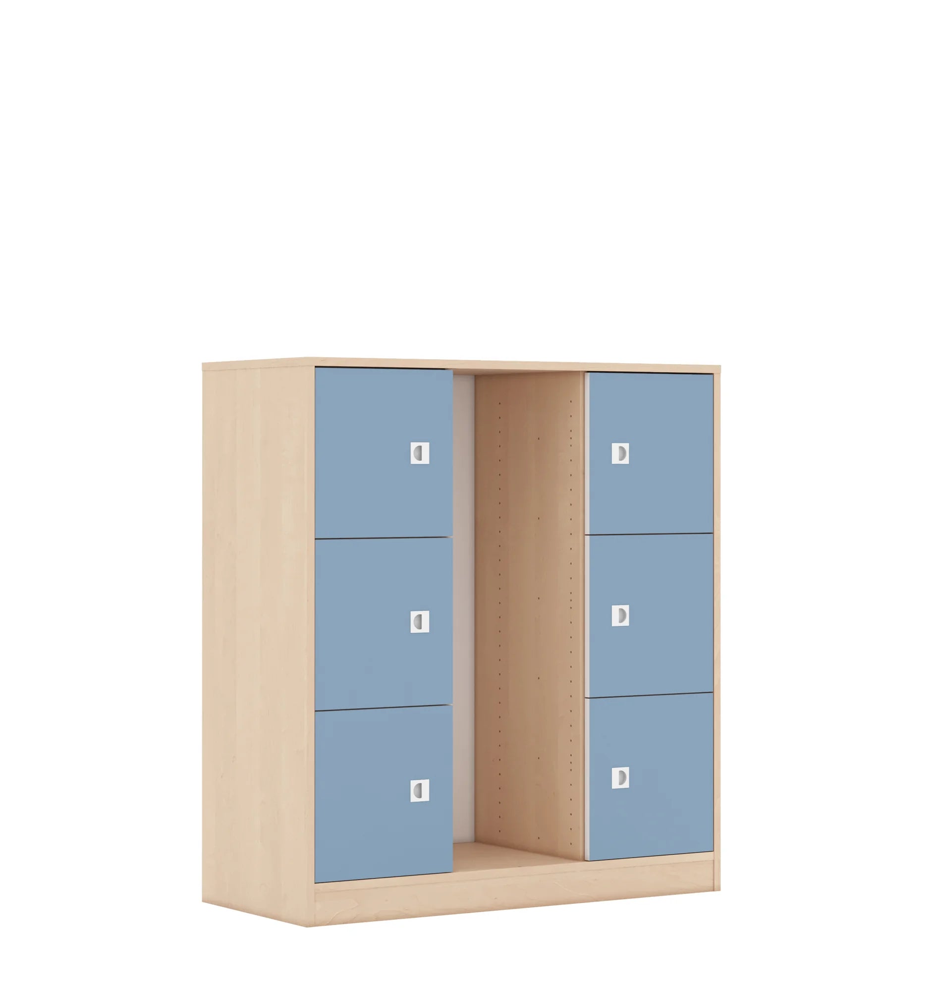 Regał na pojemniki BLOX 110 3PG 6F1 1049x466x1165 – brzoza / pastelowy niebieski