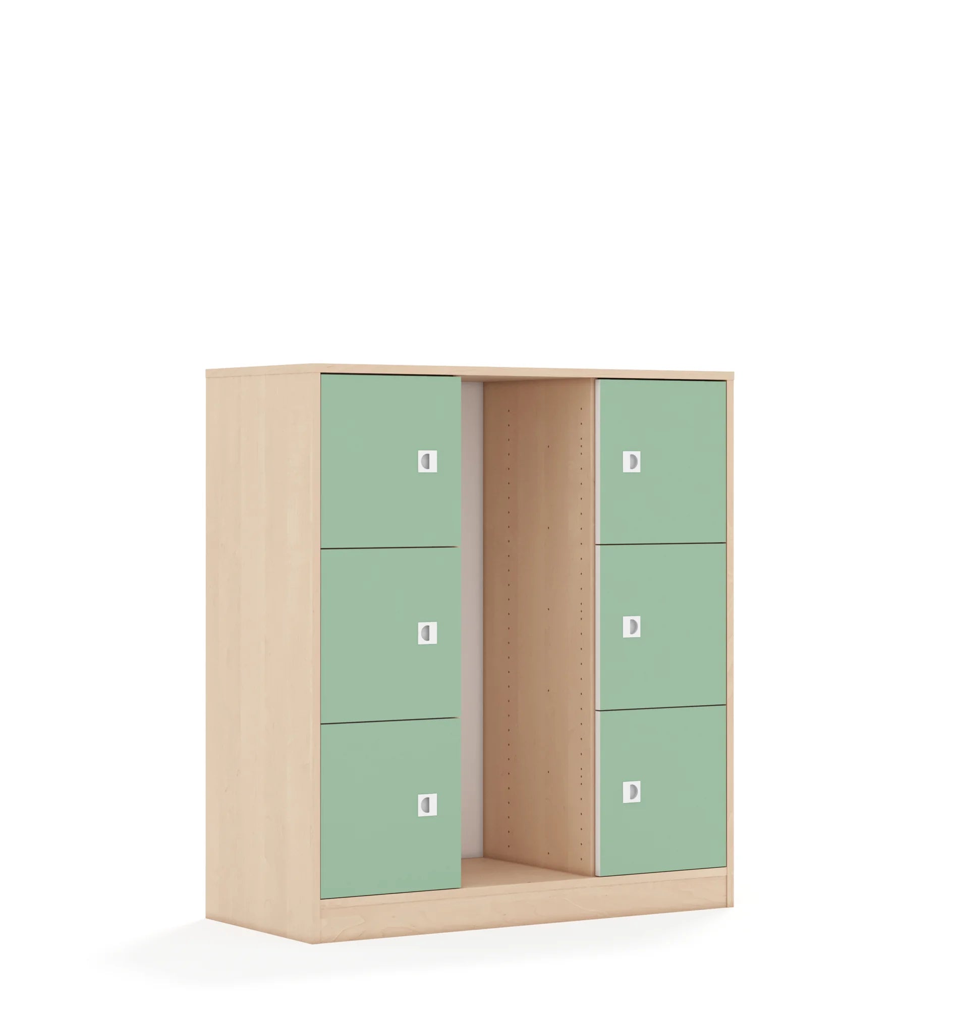 Regał na pojemniki BLOX 110 3PG 6F1 1049x466x1165 – brzoza / pastelowy zielony