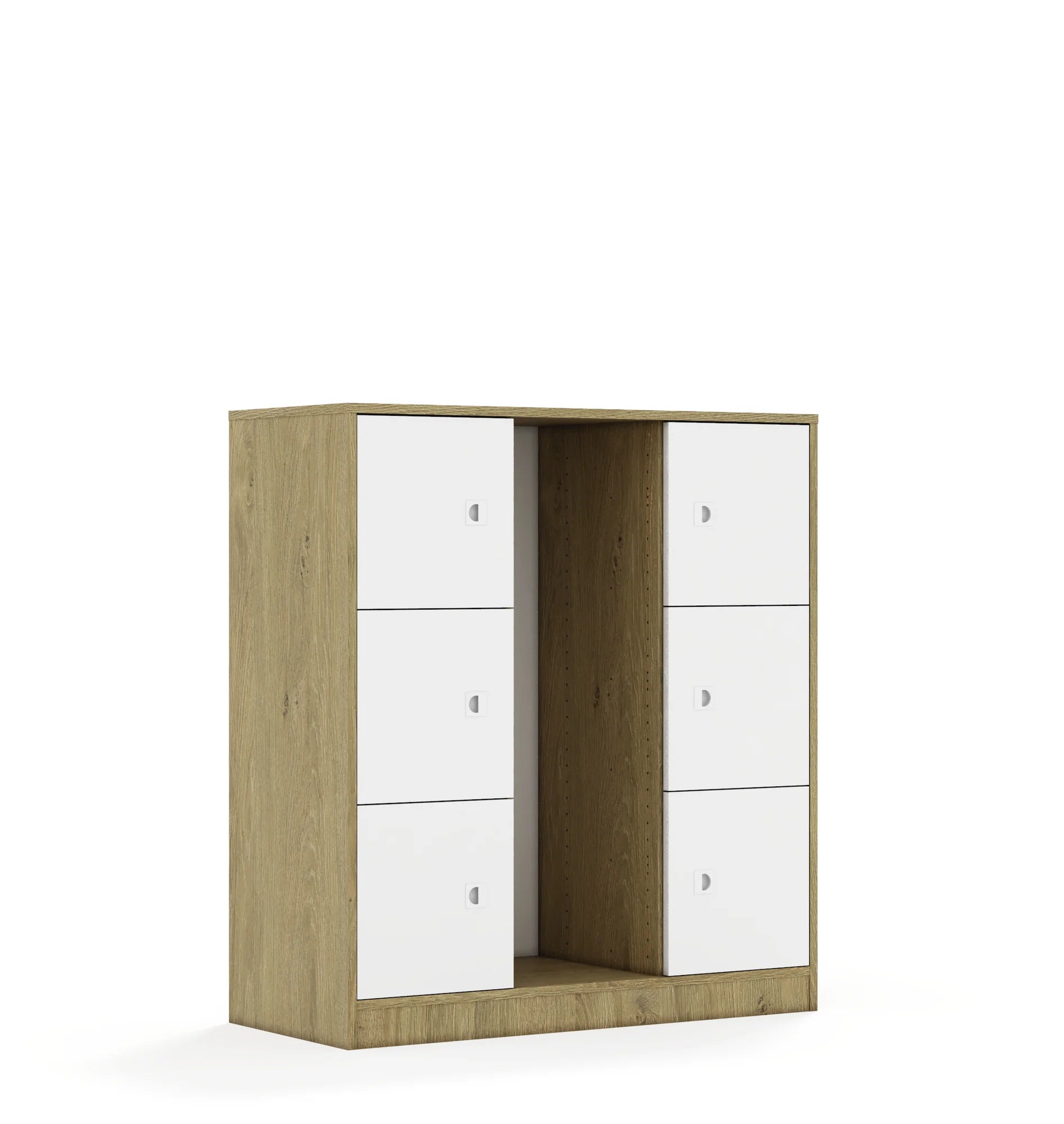 Regał na pojemniki BLOX 110 3PG 6F1 1049x466x1165 – dąb / biały