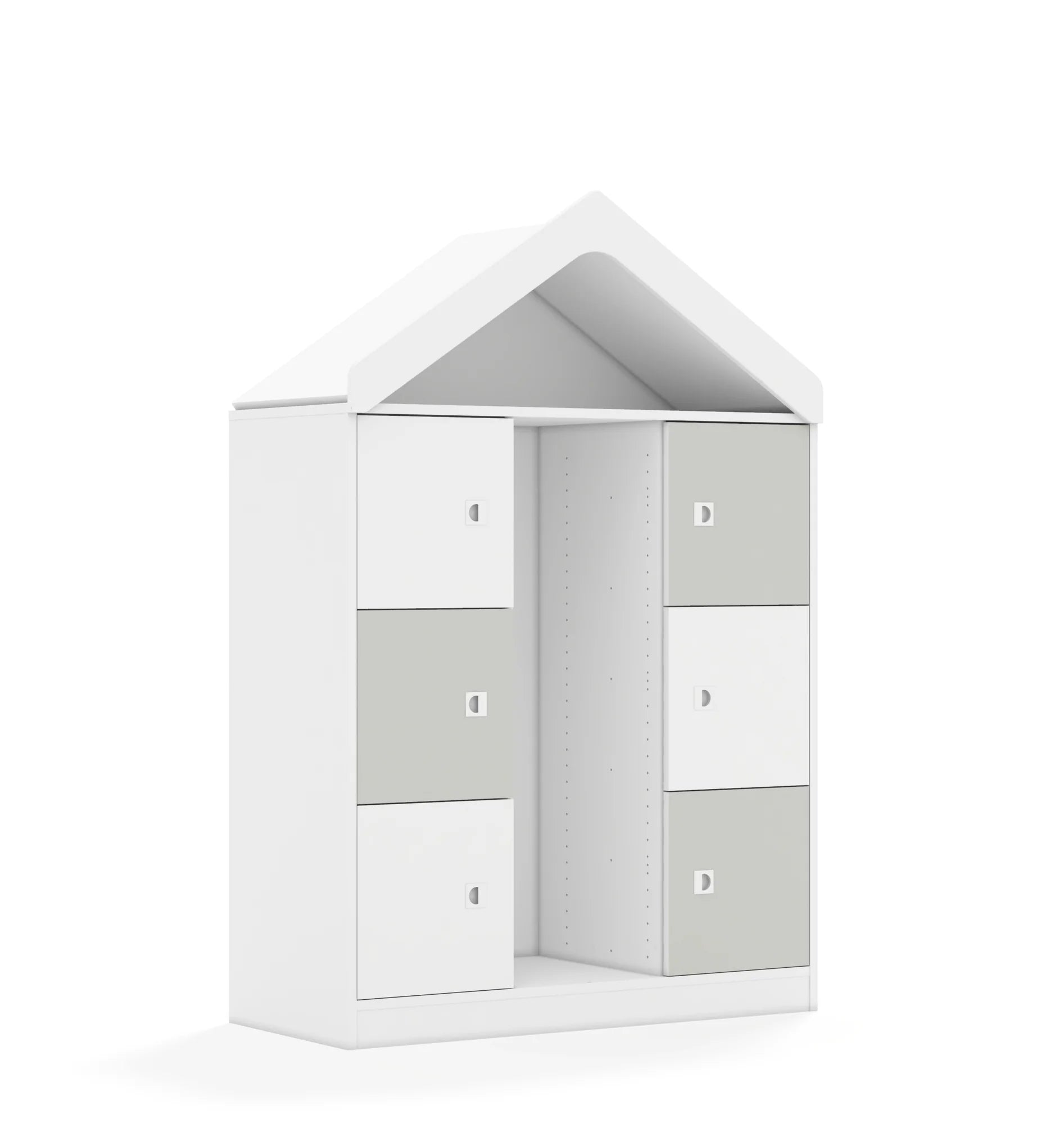 Regał na pojemniki BLOX 110 3PG 6F1 z daszkiem 1049x466x1575 – biały / biały/jasny szary