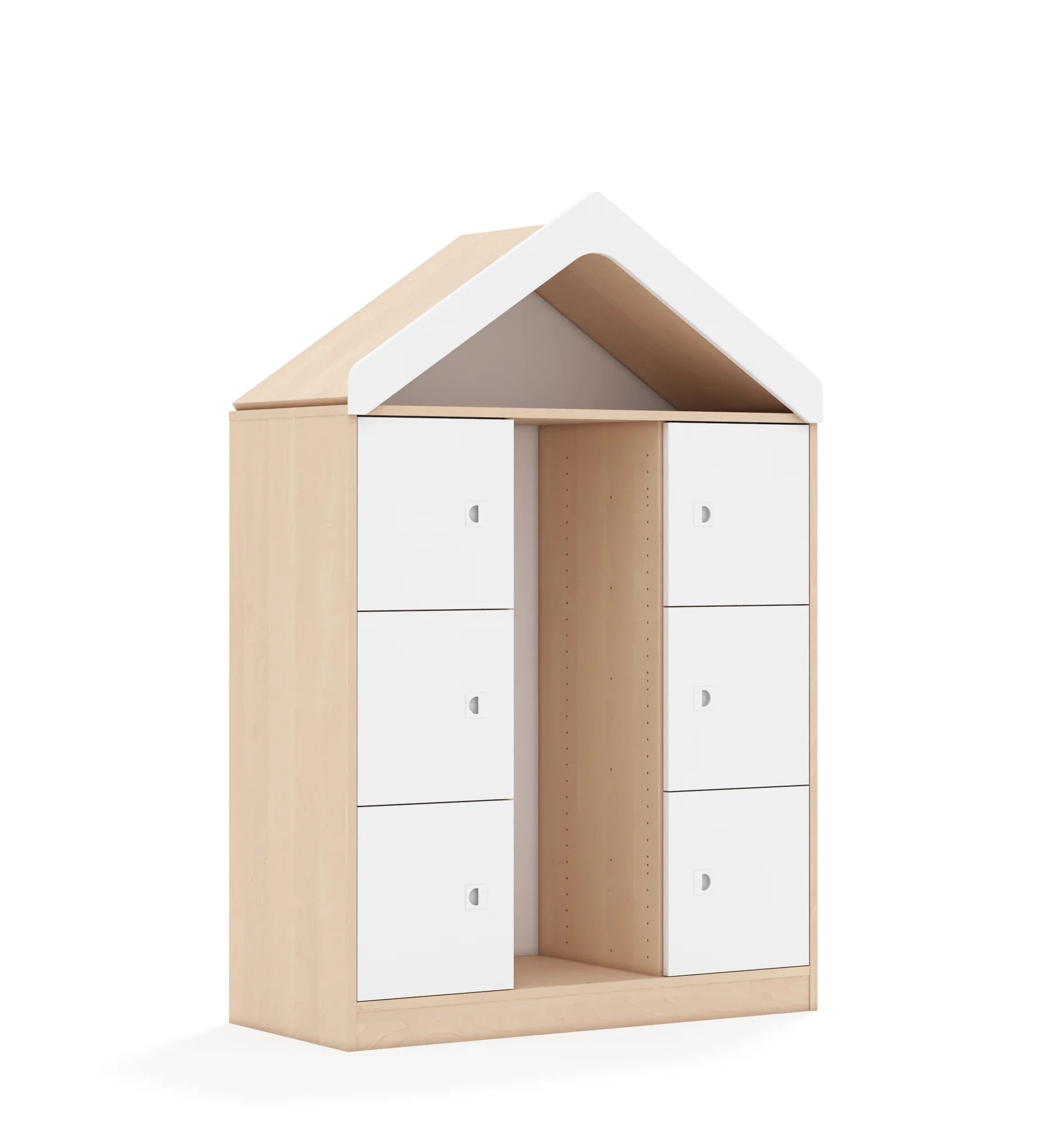Regał na pojemniki BLOX 110 3PG 6F1 z daszkiem 1049x466x1575 – brzoza / biały