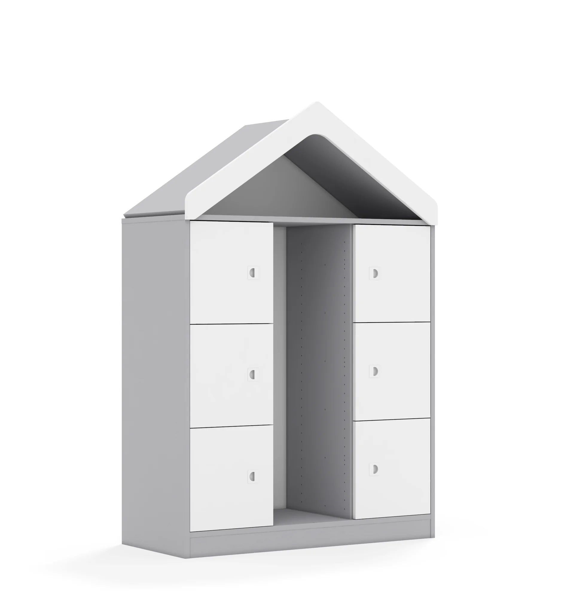 Regał na pojemniki BLOX 110 3PG 6F1 z daszkiem 1049x466x1575 – szary / biały
