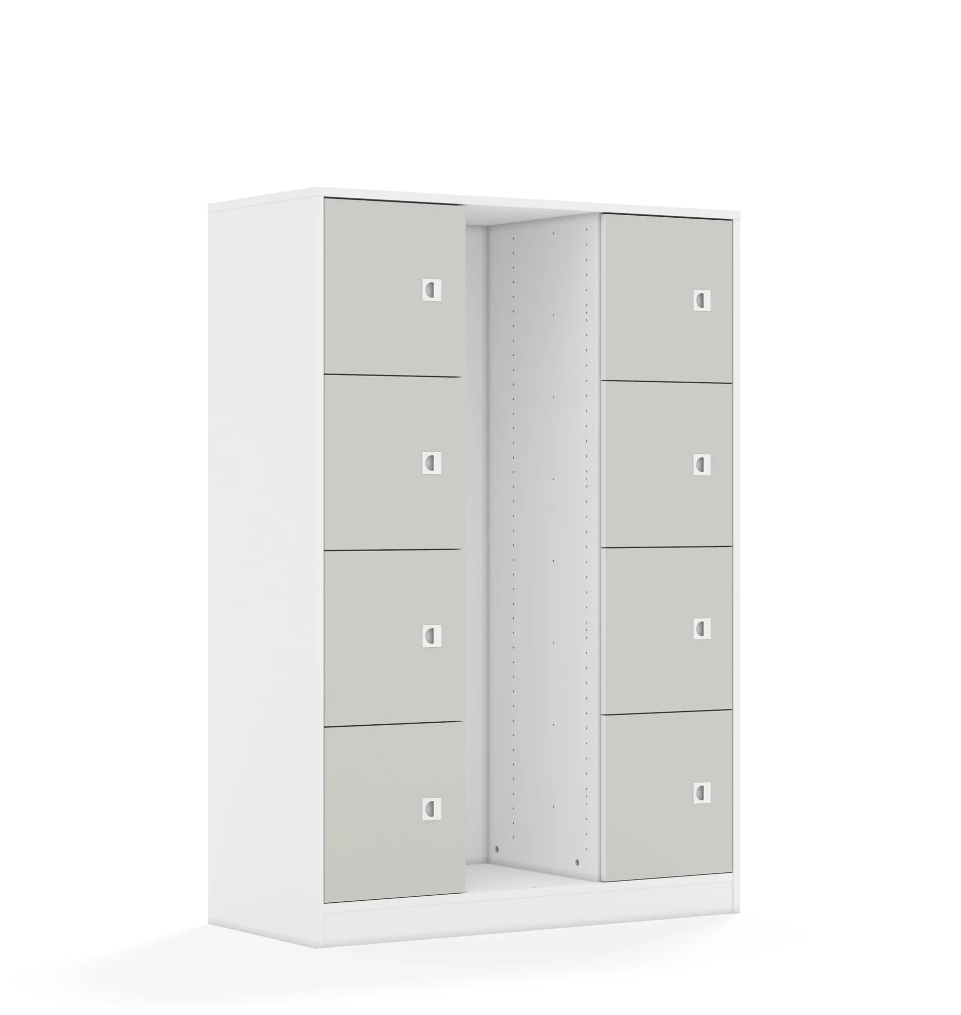 Regał na pojemniki BLOX 110 4PG 8F1 1049x466x1517 – biały / jasny szary