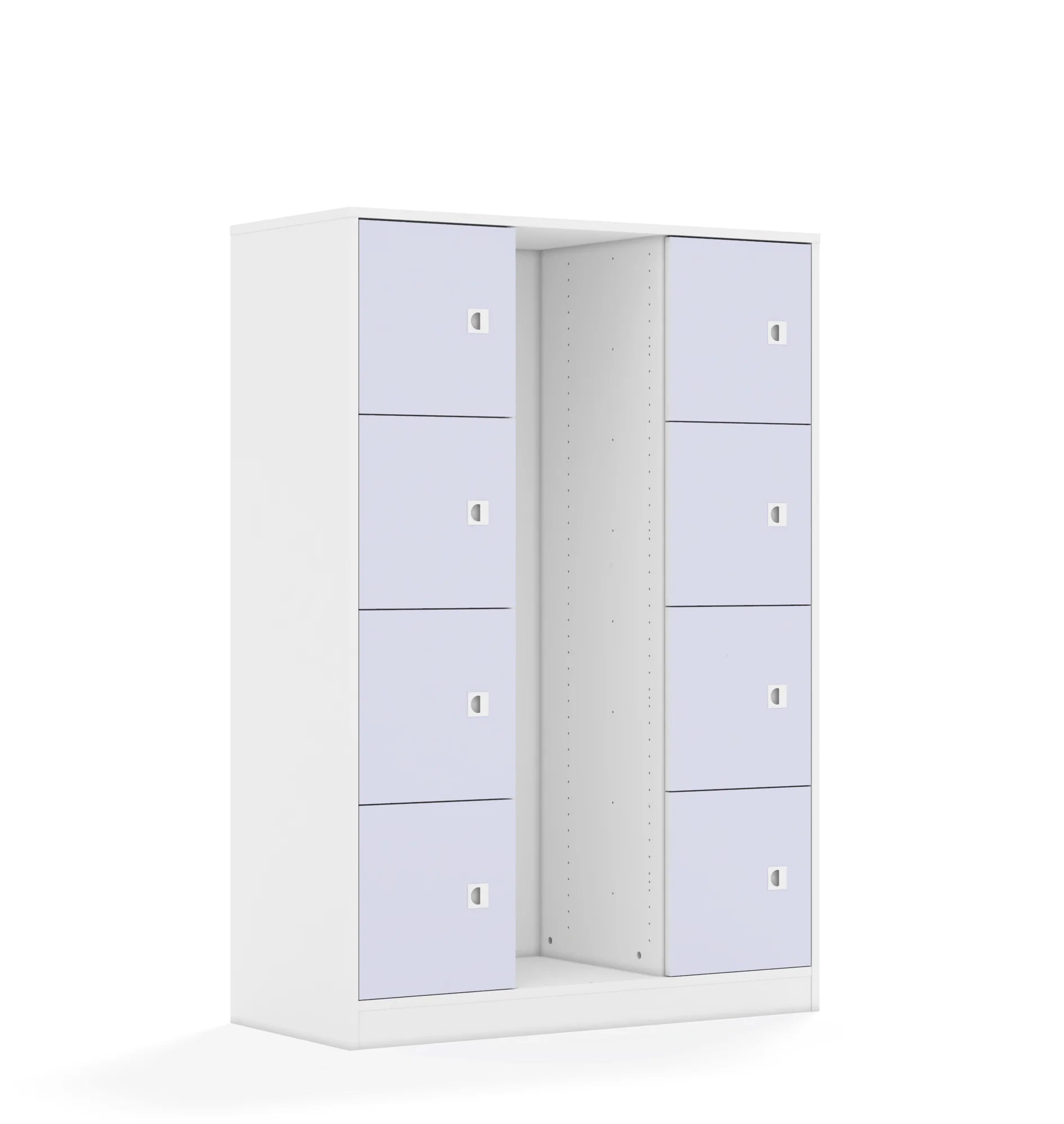 Regał na pojemniki BLOX 110 4PG 8F1 1049x466x1517 – biały / pastelowy fioletowy