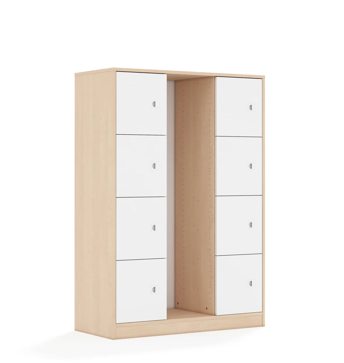 Regał na pojemniki BLOX 110 4PG 8F1 1049x466x1517 – dąb / biały