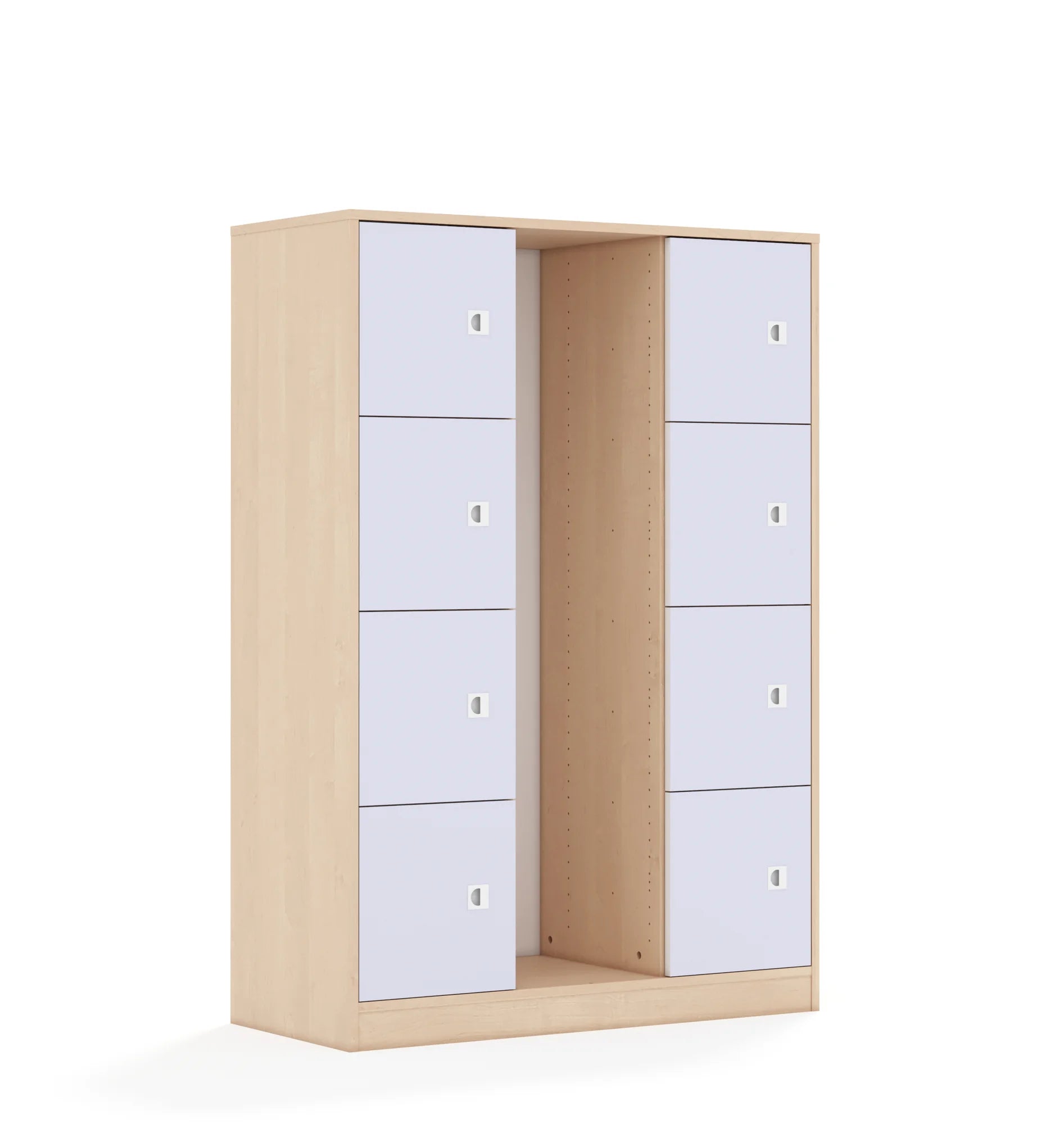 Regał na pojemniki BLOX 110 4PG 8F1 1049x466x1517 – brzoza / pastelowy fioletowy