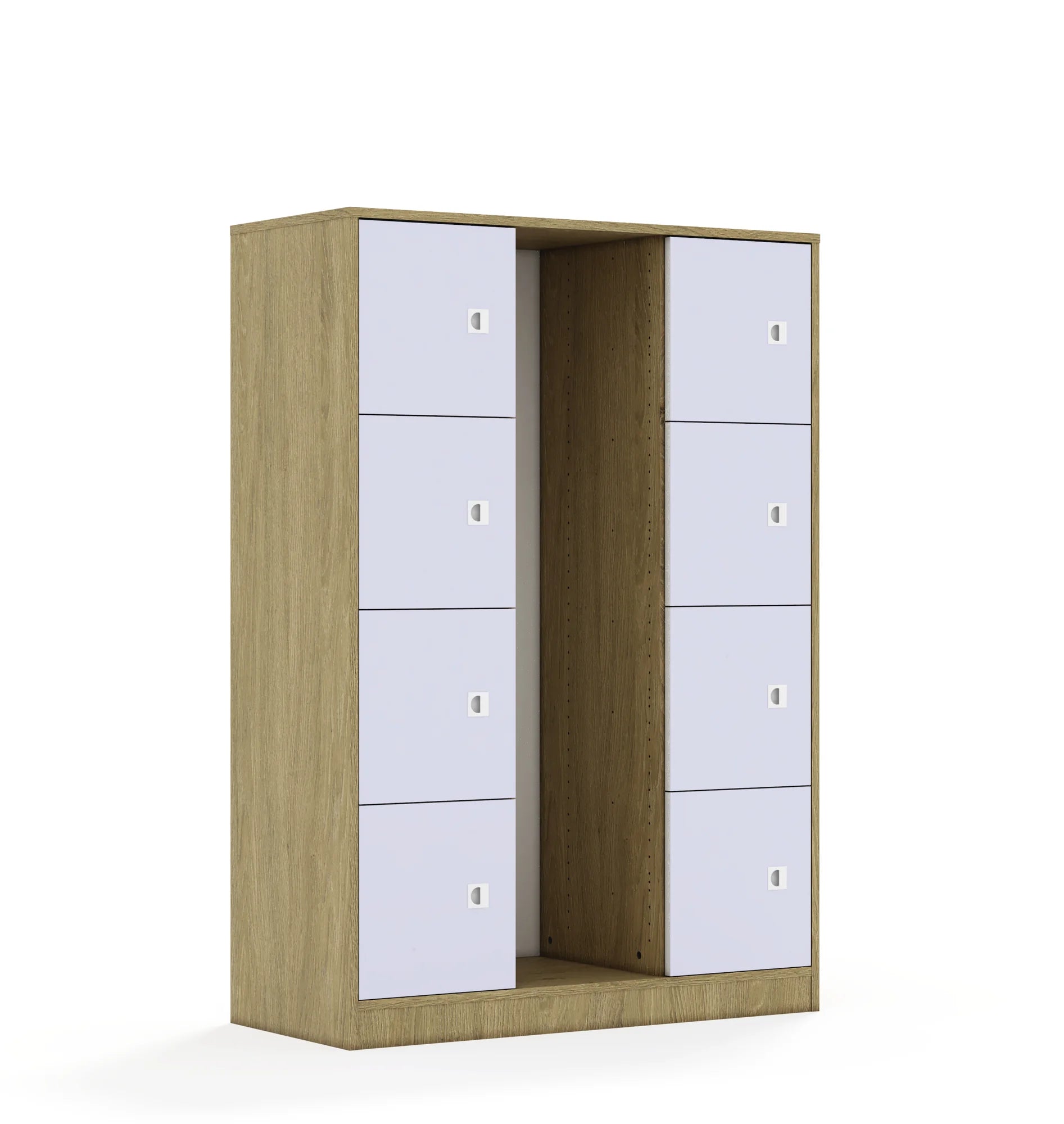 Regał na pojemniki BLOX 110 4PG 8F1 1049x466x1517 – dąb / pastelowy fioletowy