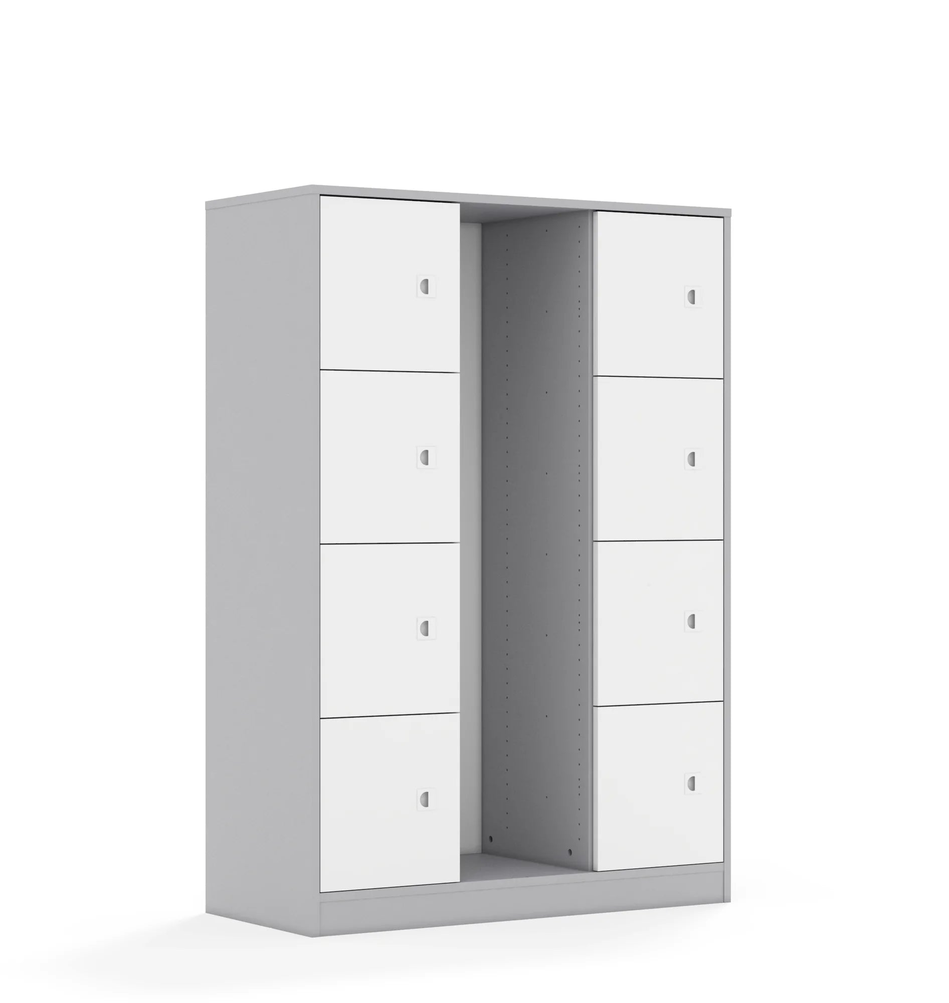Regał na pojemniki BLOX 110 4PG 8F1 1049x466x1517 – szary / biały