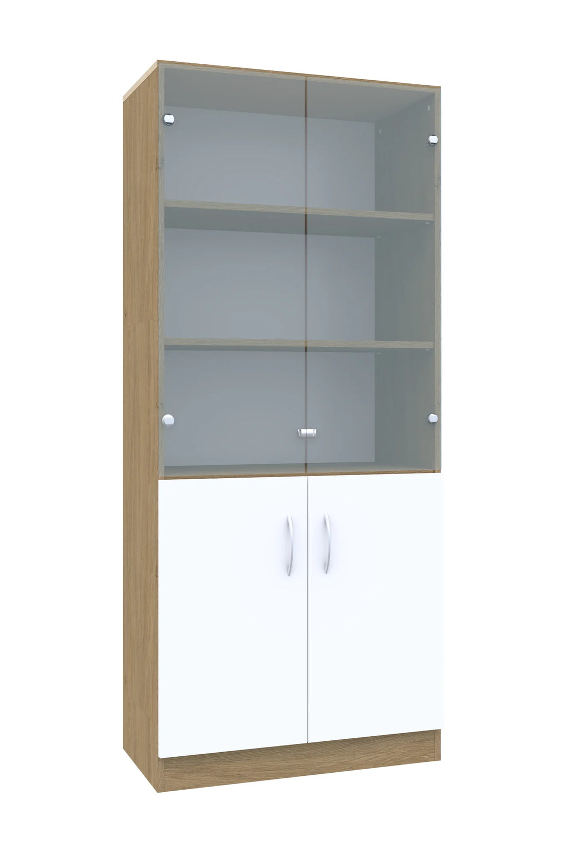 Regał z witryną Simple 80 5P 2F5 800x400x1850 – dąb / dąb