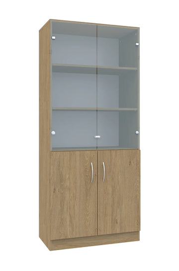 Regał z witryną Simple 80 5P 2F5 800x400x1850 – dąb / dąb