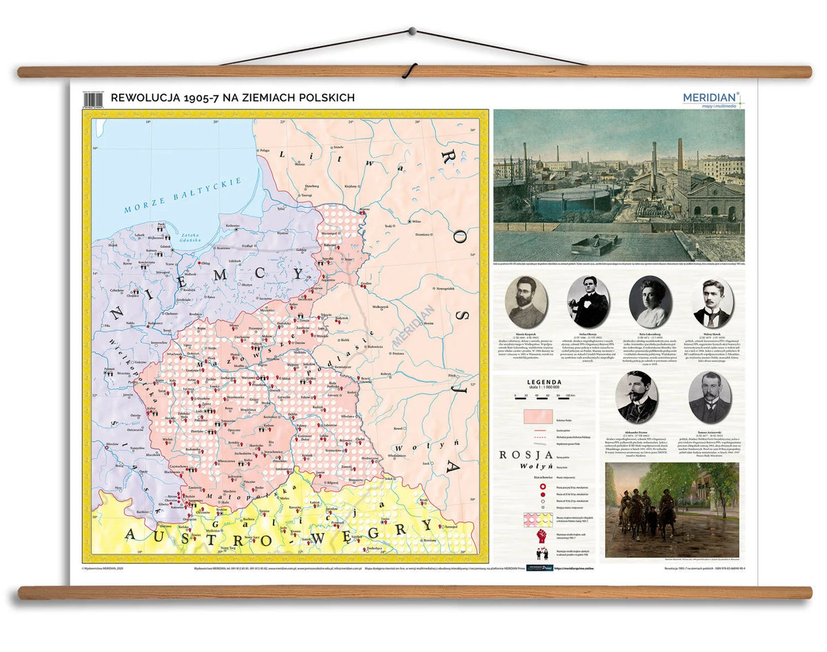 Rewolucja 1905-7 na ziemiach polskich - mapa ścienna