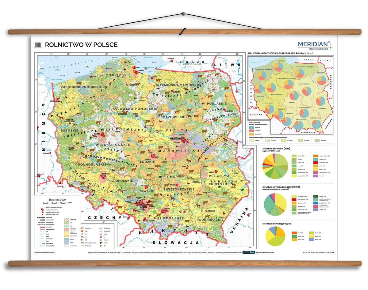 Rolnictwo w Polsce - uprawy i struktura użytkowania ziemi - mapa ścienna