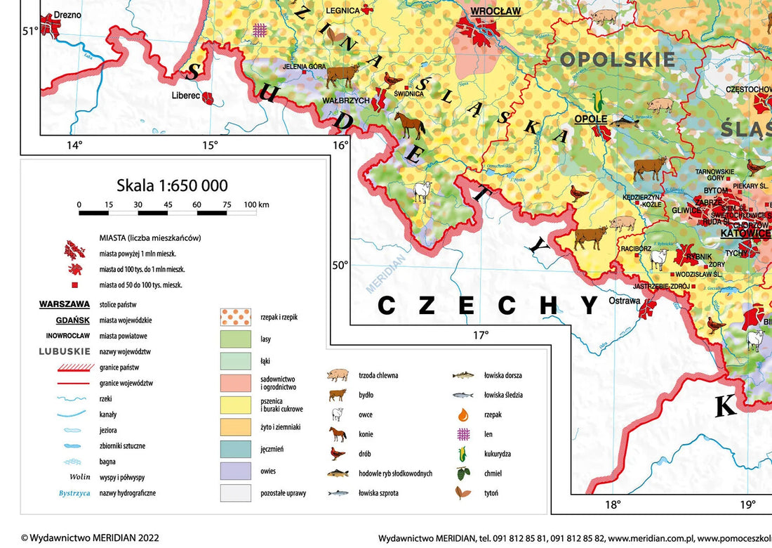 Rolnictwo w Polsce - uprawy i struktura użytkowania ziemi - mapa ścienna