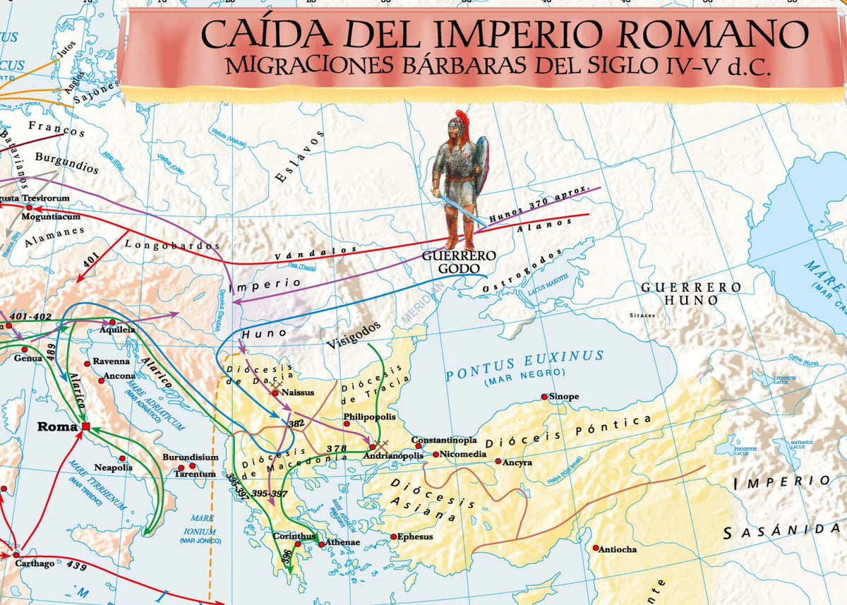 Roma Antigua - Estado - mapa ścienna w języku hiszpańskim - zdjęcie 2