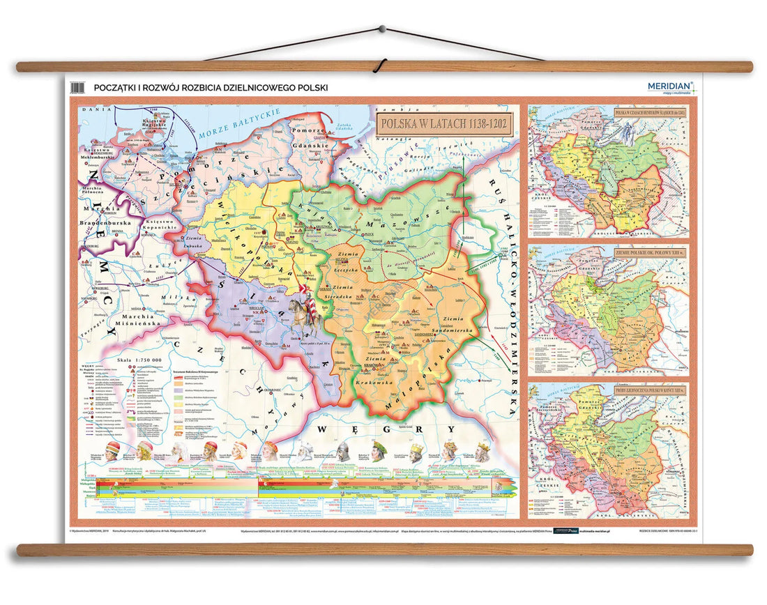 Rozbicie dzielnicowe Polski - mapa ścienna