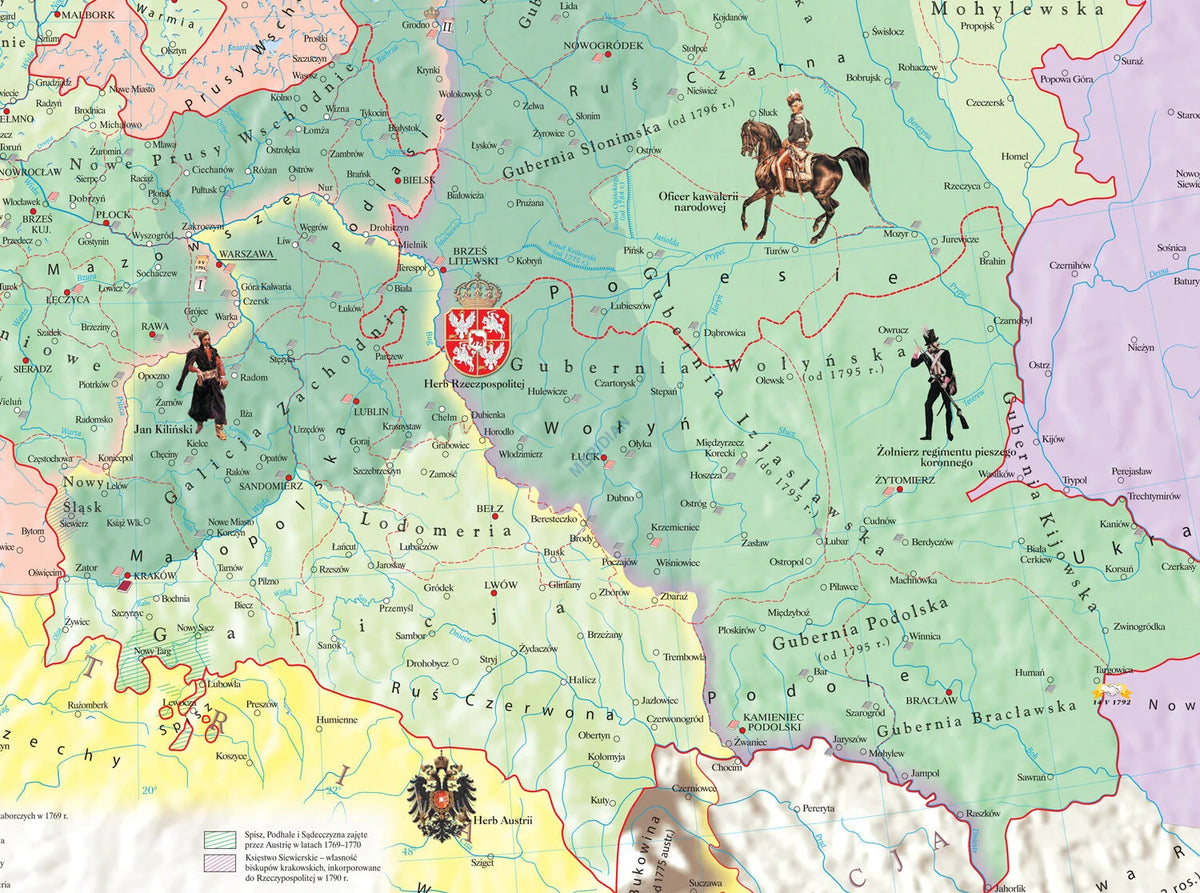 Rzeczpospolita w okresie rozbiorów (1772-1795) - mapa ścienna - zdjęcie 3