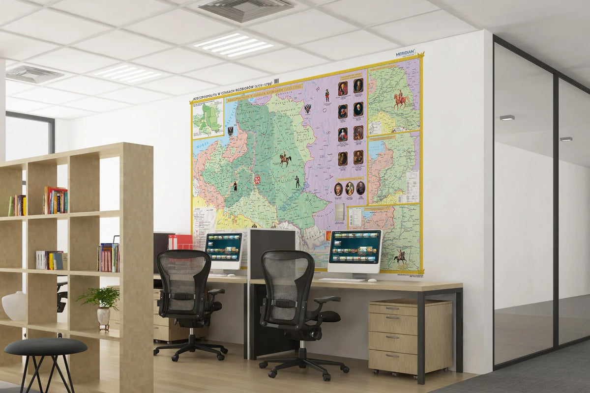 Rzeczpospolita w okresie rozbiorów (1772-1795) - mapa ścienna - wersja fototapeta