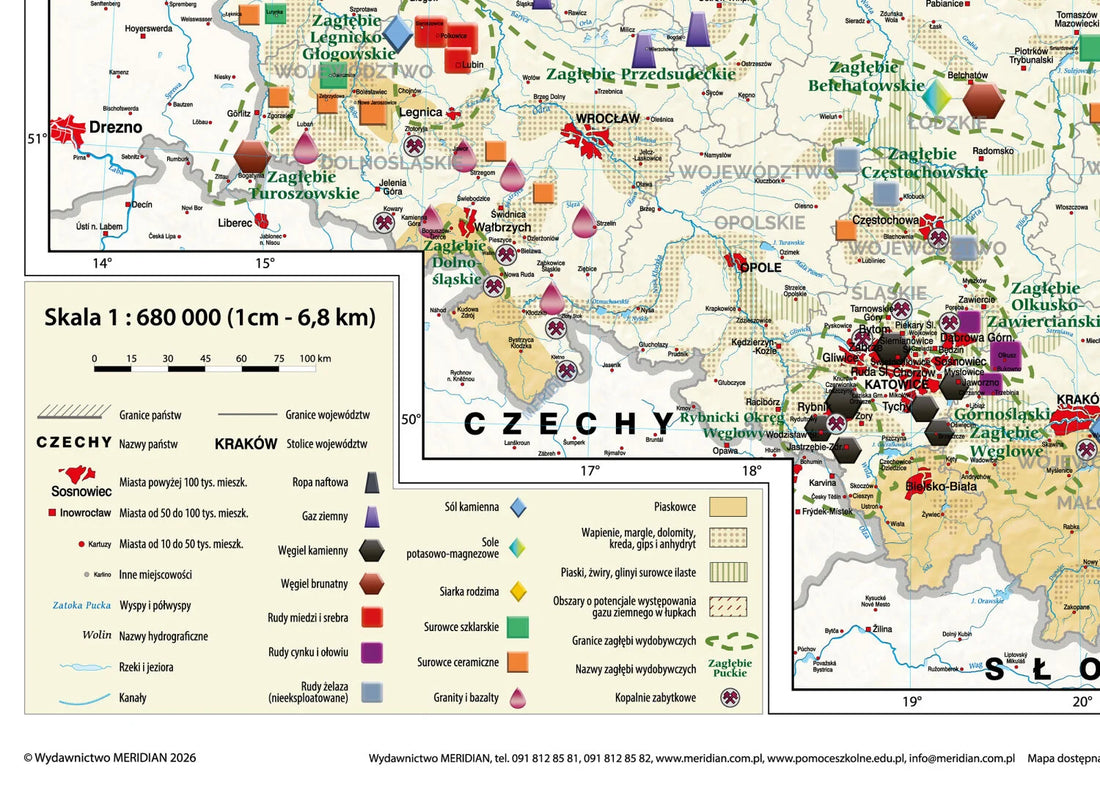 Surowce mineralne w Polsce - mapa ścienna