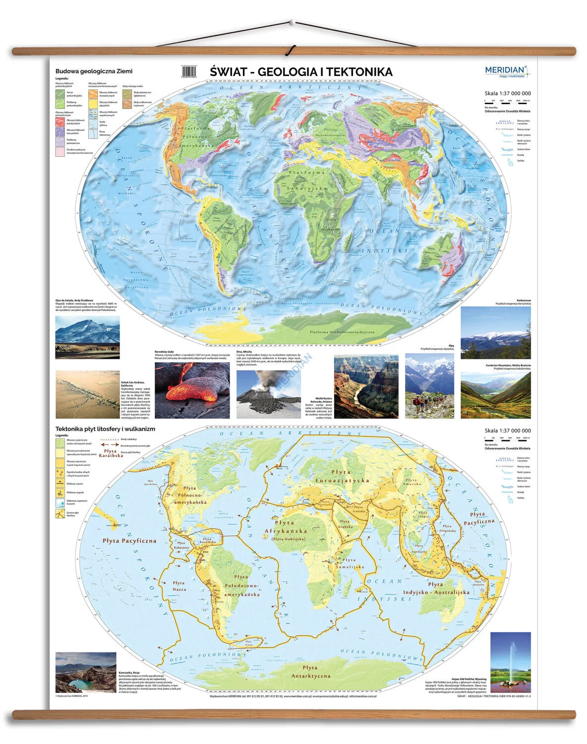 Świat - geologia i tektonika - mapa ścienna