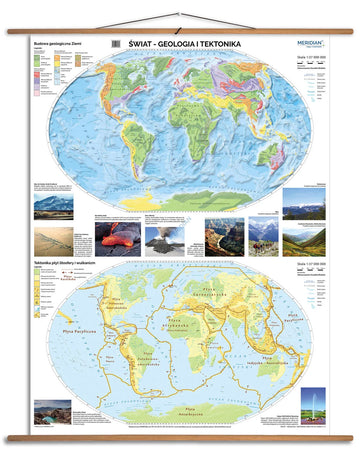 Świat - geologia i tektonika - mapa ścienna