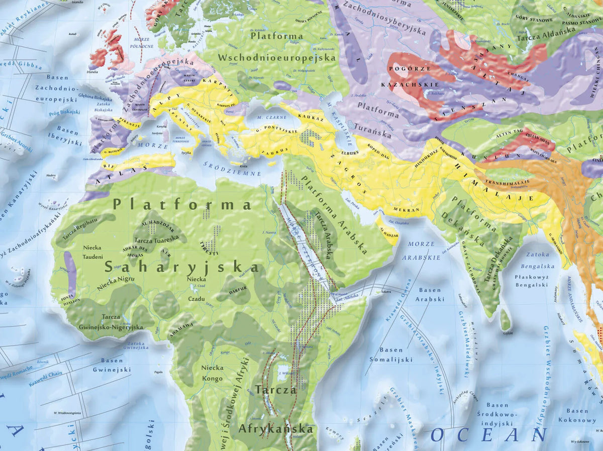 Świat - geologia i tektonika - mapa ścienna - zdjęcie 4
