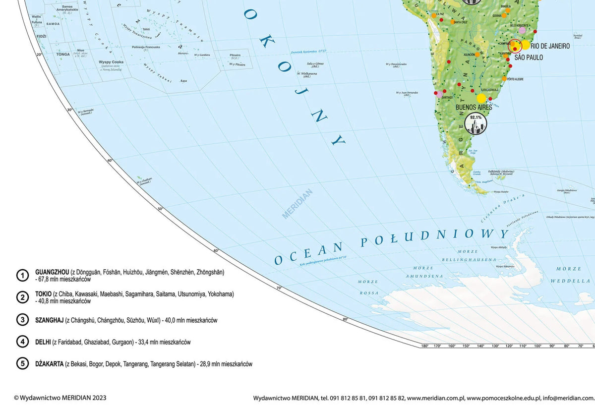 Świat rozmieszczenie ludności - ekumena, subekumena i anekumena - mapa ścienna - zdjęcie 3