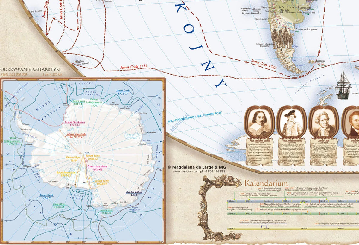 Świat w okresie wielkich odkryć XVII-XVIII wiek - mapa ścienna - zdjęcie 3