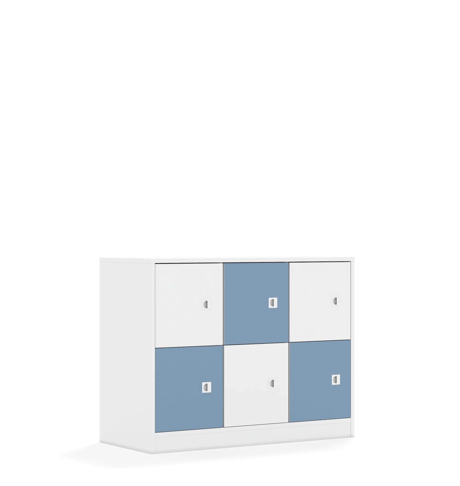Szafa BLOX 110 2PP 6F1 1049x466x813 – biały / biały/pastelowy niebieski