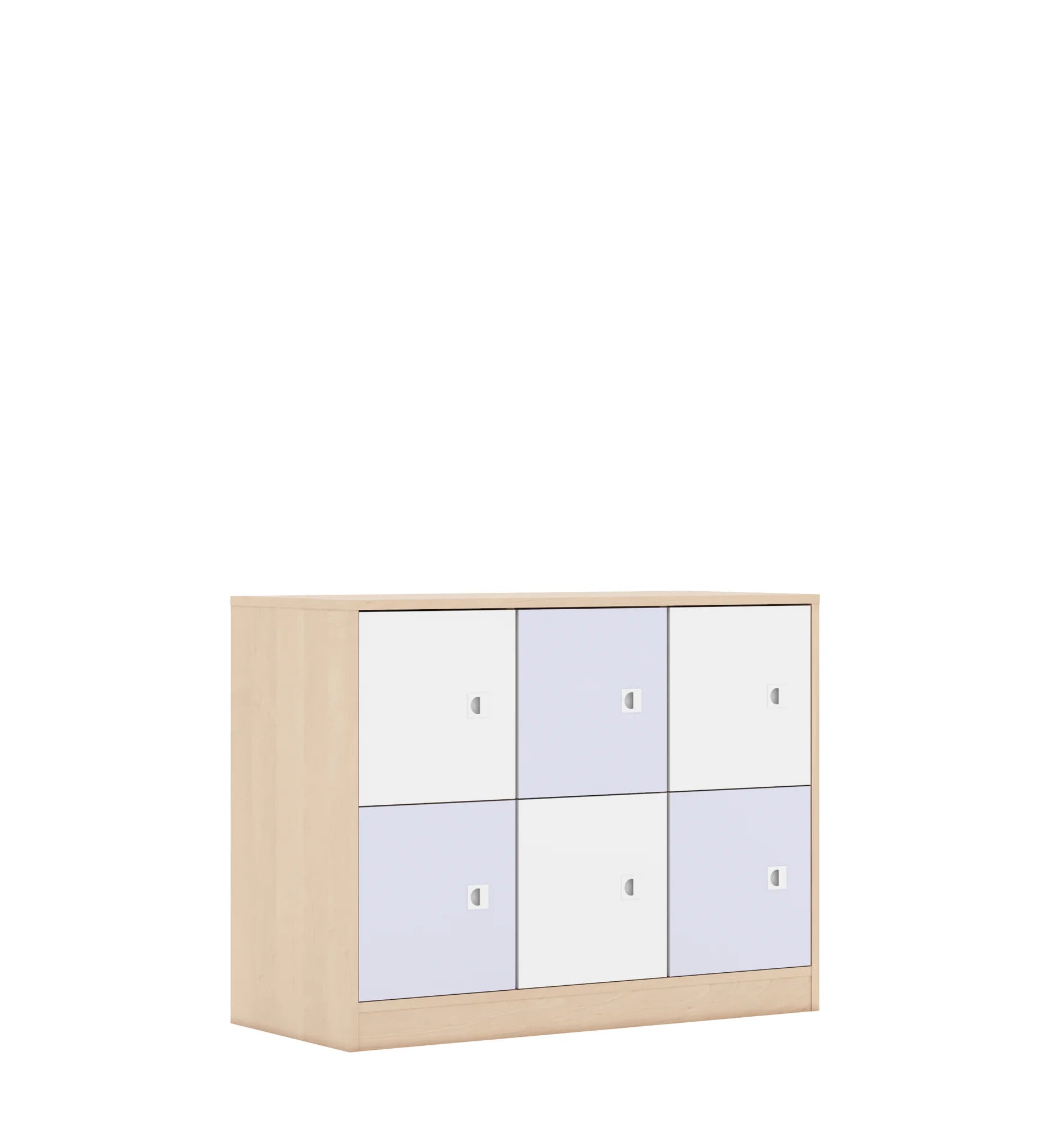 Szafa BLOX 110 2PP 6F1 1049x466x813 – brzoza / biały/pastelowy fioletowy
