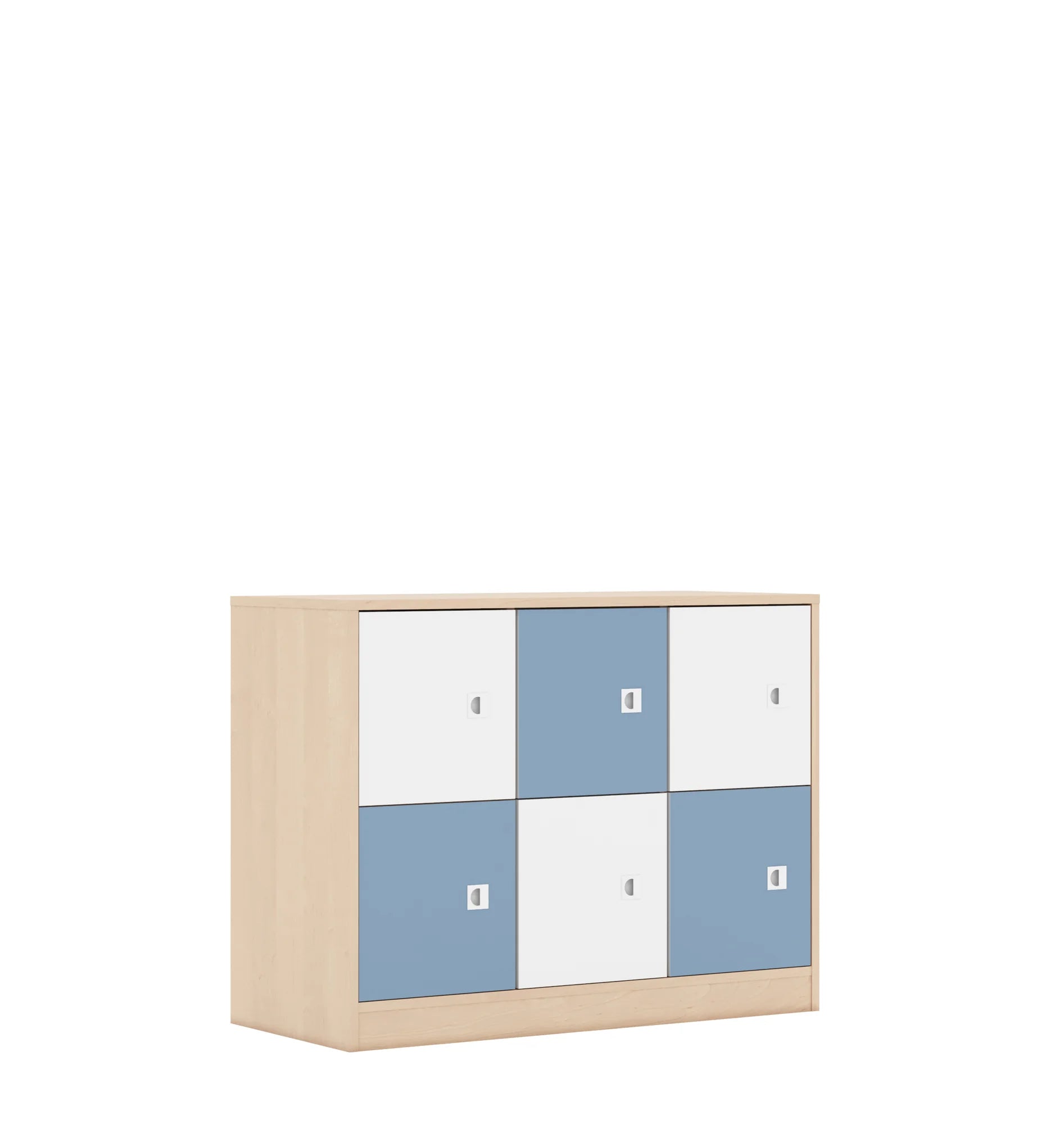 Szafa BLOX 110 2PP 6F1 1049x466x813 – brzoza / biały/pastelowy niebieski
